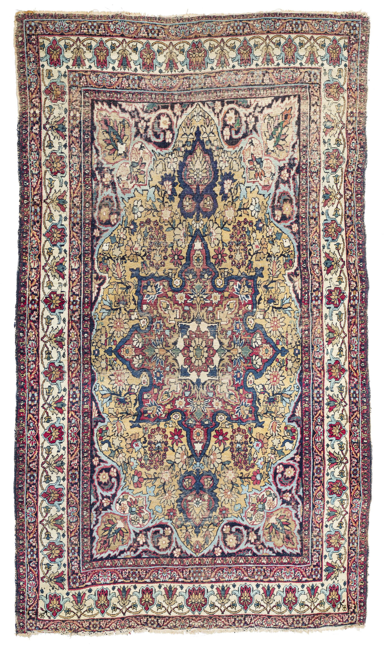 PERSIAN KERMAN WOOL CARPET, C. 1900 (1 of 2)
