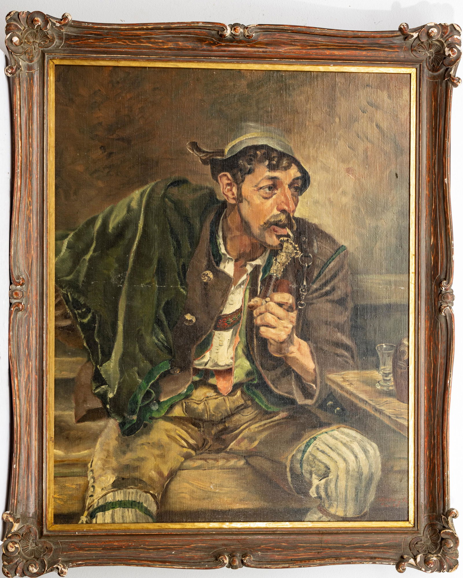 MOSEL R., OIL ON MASONITE, SEATED BAVARIAN MAN (1 of 4)