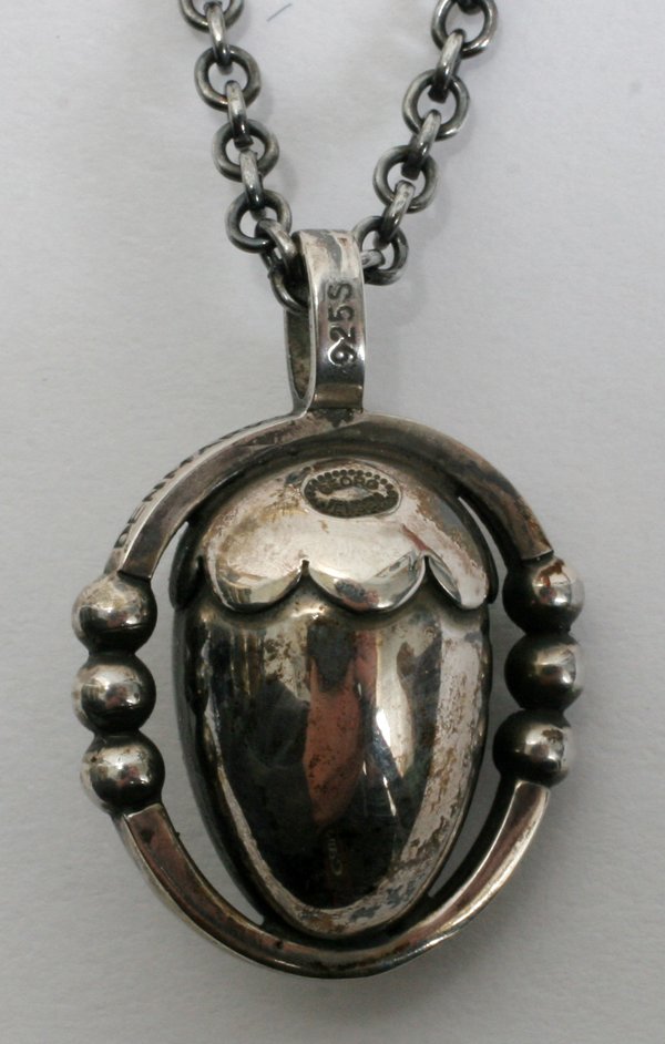GEORG JENSEN STERLING LAVALIERE AND NECKLACE: GEORG JENSEN STERLING LAVALIERE AND NECKLACE: