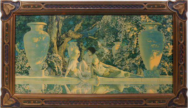 MAXFIELD PARRISH PRINT 14"X 29" GARDEN OF ALLAH: MAXFIELD PARRISH, PRINT, 14" X 29", 'GARDEN OF ALLAH':In period frame.