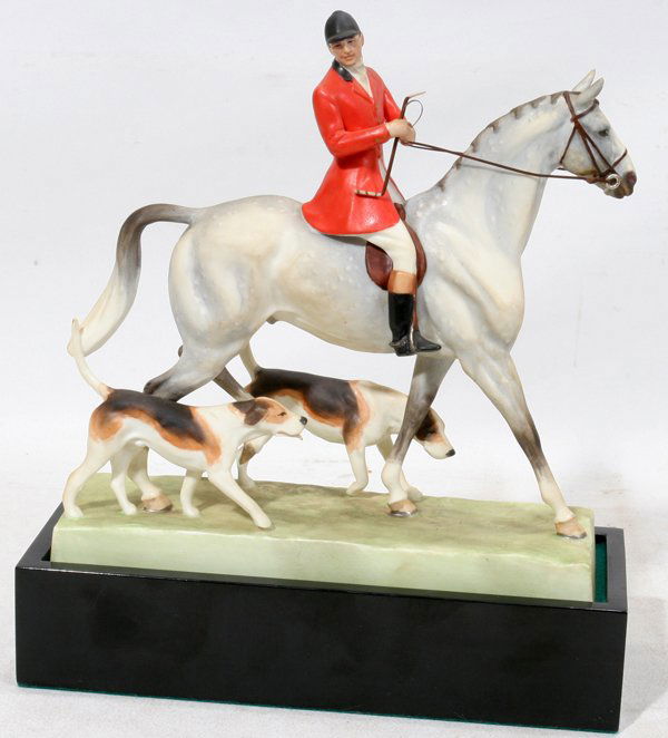ENGLISH PORCELAIN ROYAL WORCESTER FIGURE: ENGLISH PORCELAIN ROYAL WORCESTER FIGURE:Doris Lindner; "Huntsman & Hound". #3115.