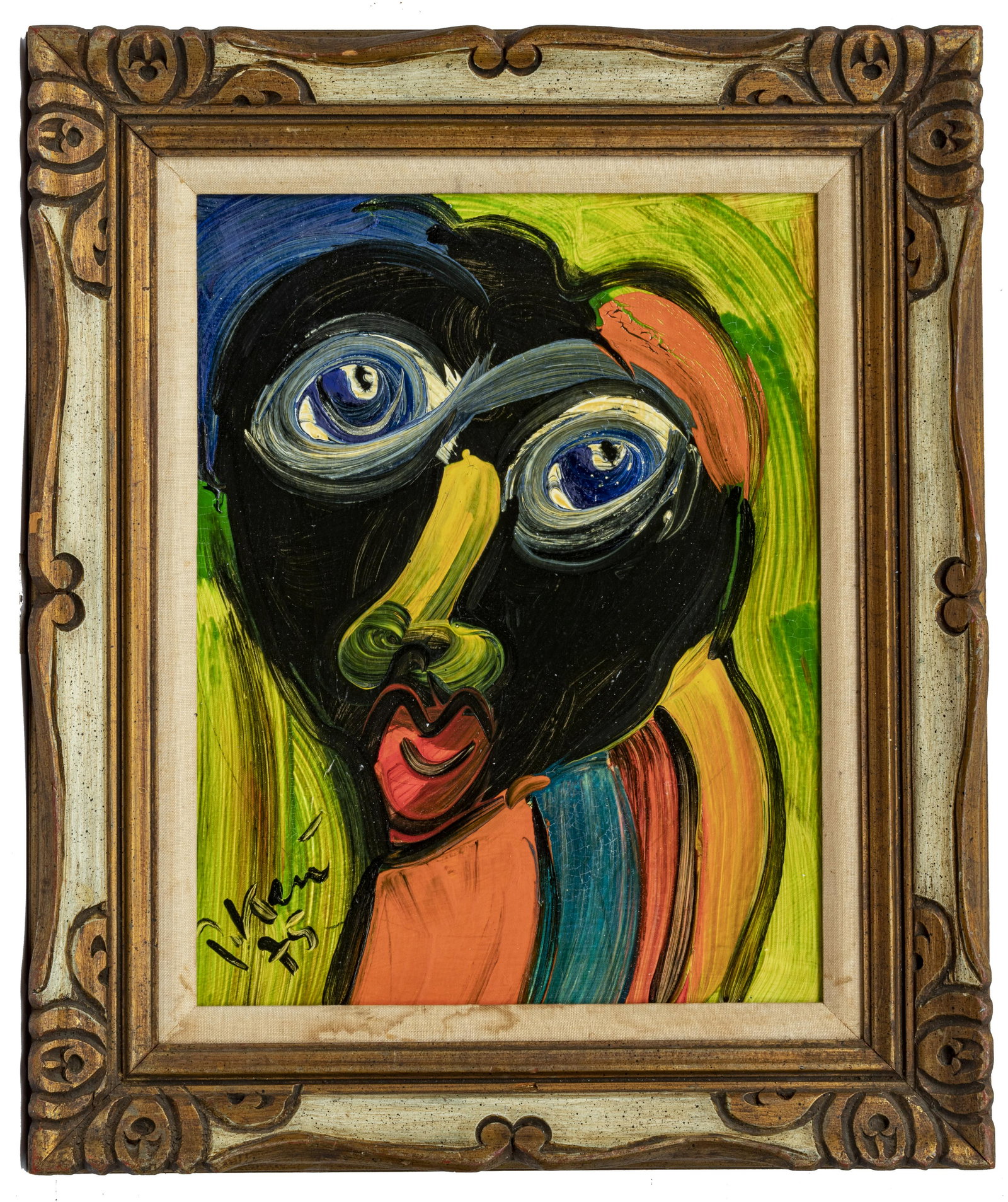 PETER ROBERT KEIL, PORTRAIT OF JAMES BROWN: PETER ROBERT KEIL, PORTRAIT OF JAMES BROWN, OIL ON CANVAS BOARD, DATED 1975 H 17 3/4" W 13 3/4" Signed lower left and on verso. Title and date also "Leipzig" on verso.