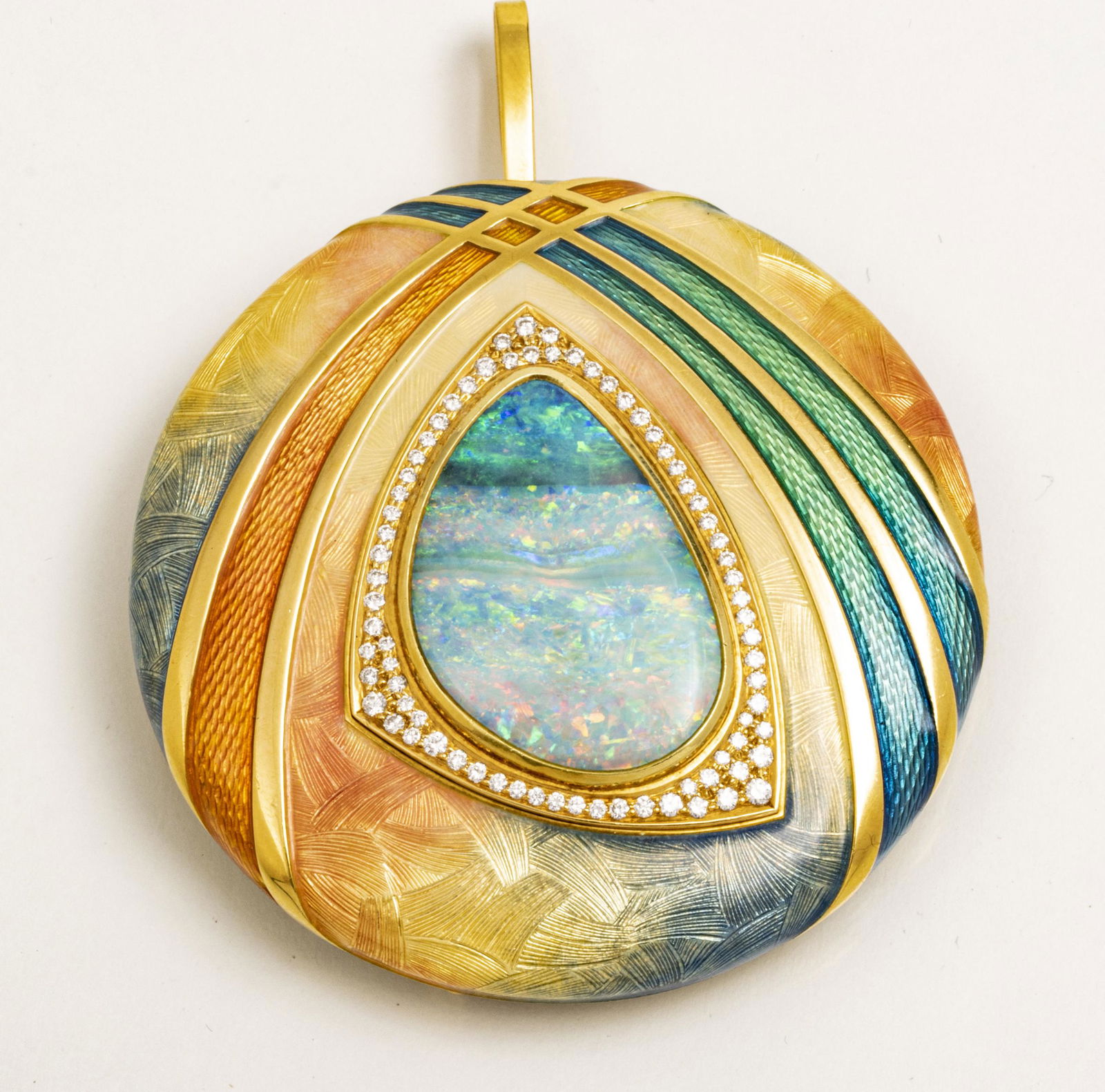 LEO DE VROOMAN, FIRE OPAL AND 18K GOLD PENDANT (1 of 2)