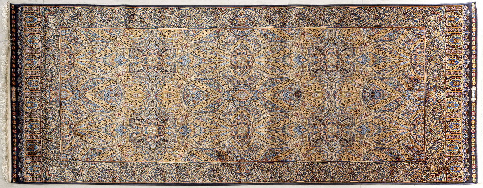 TURKISH ART SILK RUNNER, W 2' 6", L 8' (1 of 3)