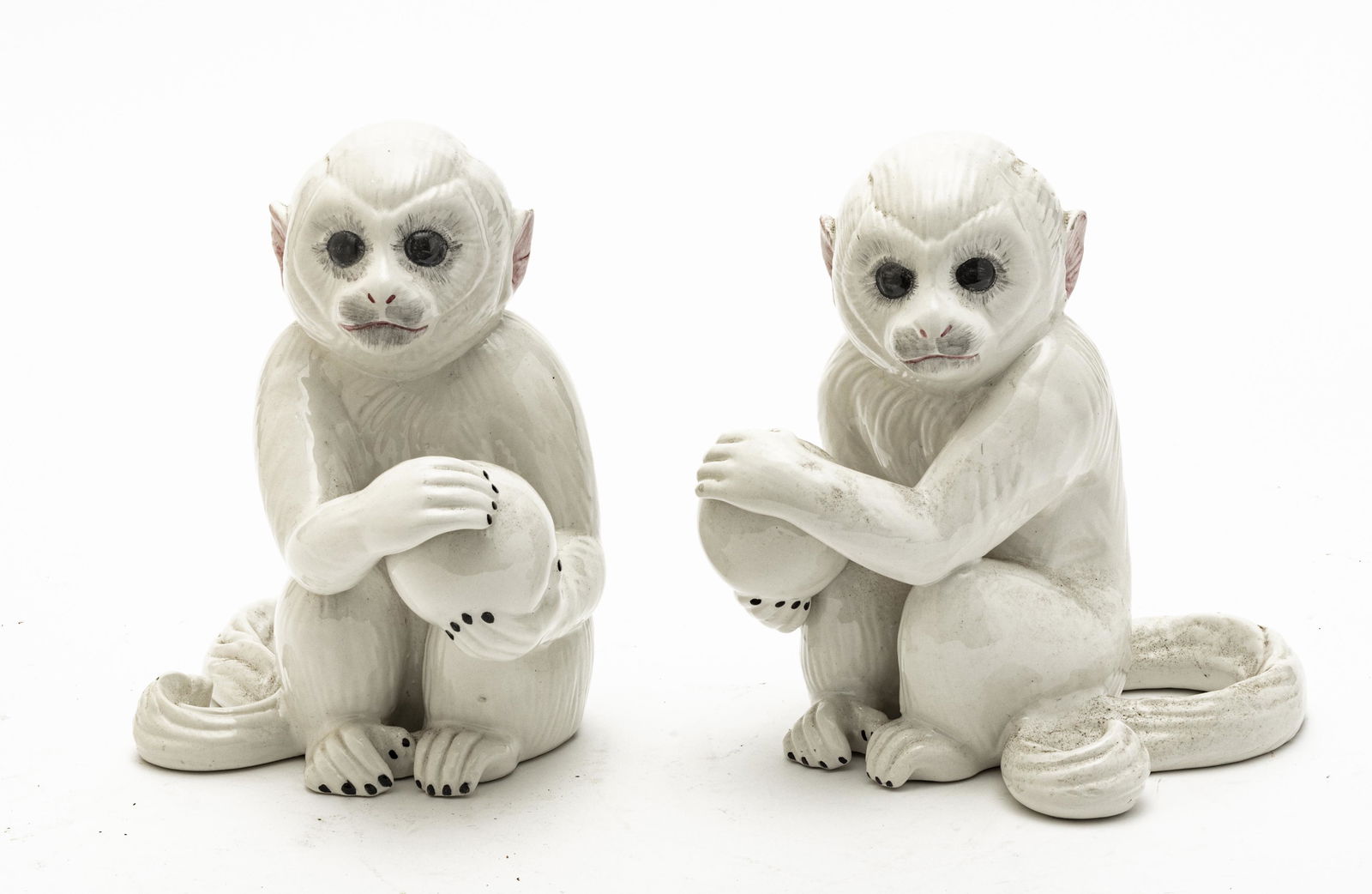 ITALIAN GLAZED CERAMIC MONKEYS, MID 20TH C., PAIR (1 of 5)