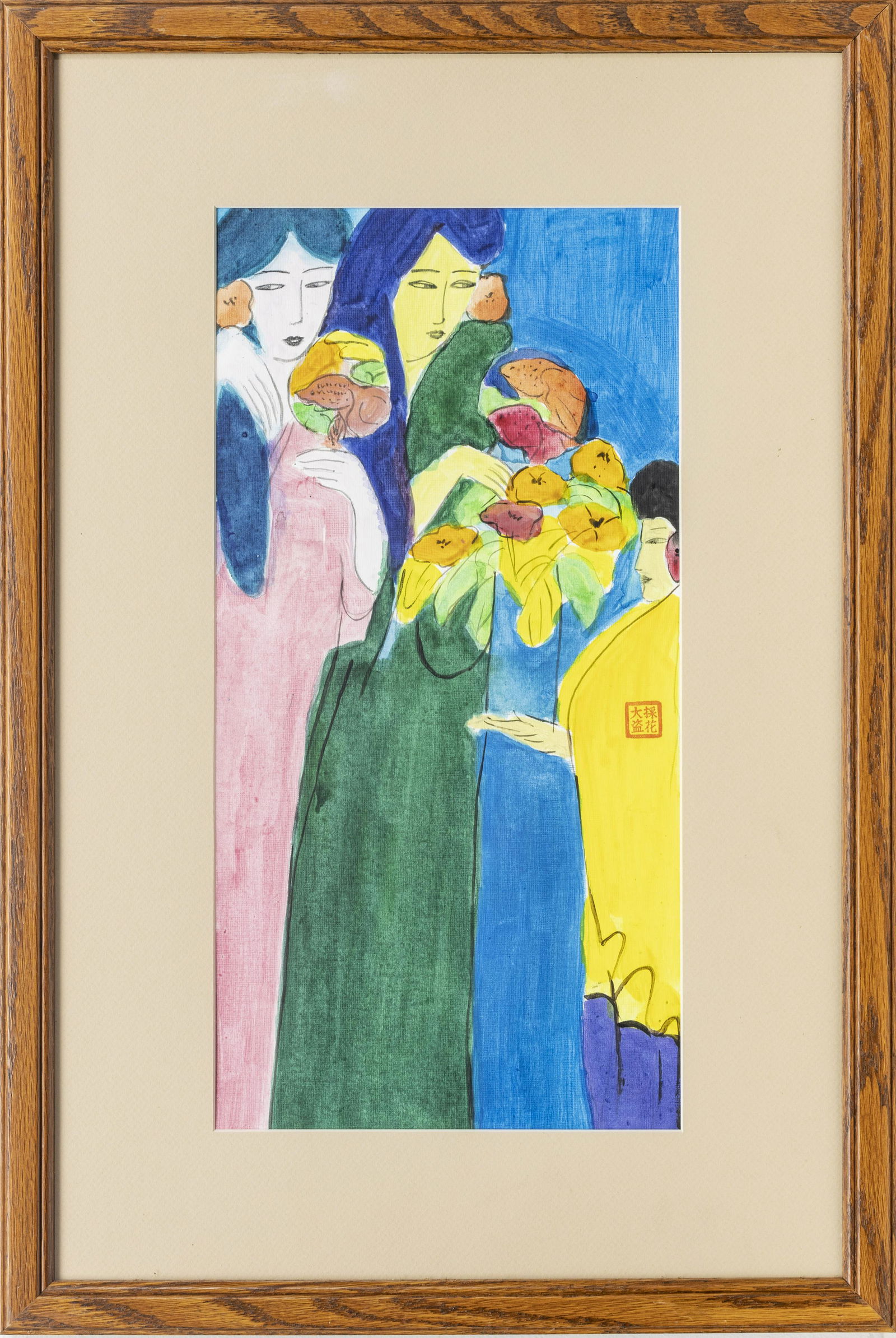 WALASSE TING WATERCOLOR ON PAPER, H 18 1/2", W 9 3/4" (1 of 3)