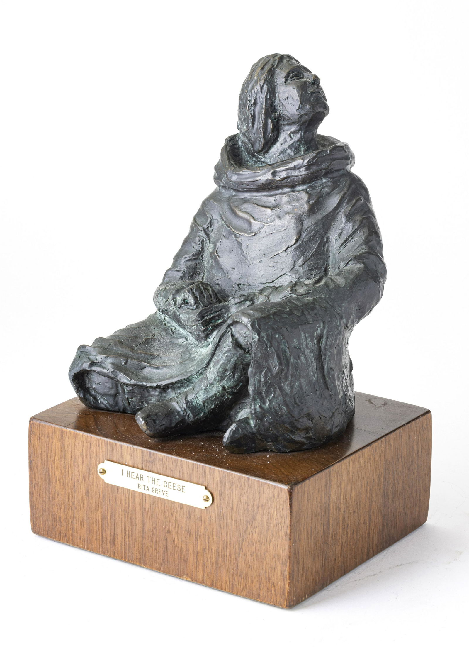 RITA GREVE BRONZE SCULPTURE, "I HEAR THE GEESE" (1 of 6)