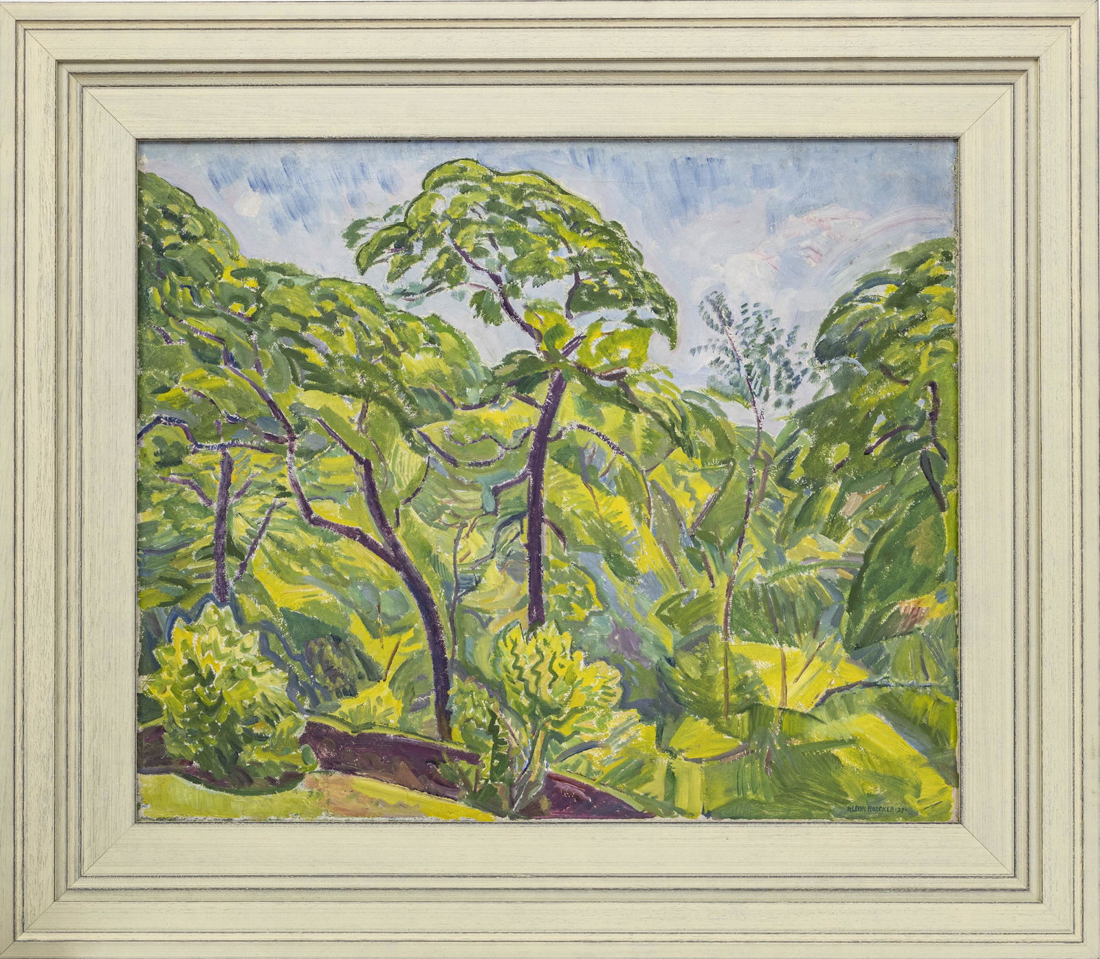 HENRY ROECKER, OIL ON CANVAS, FOREST LANDSCAPE (1 of 3)