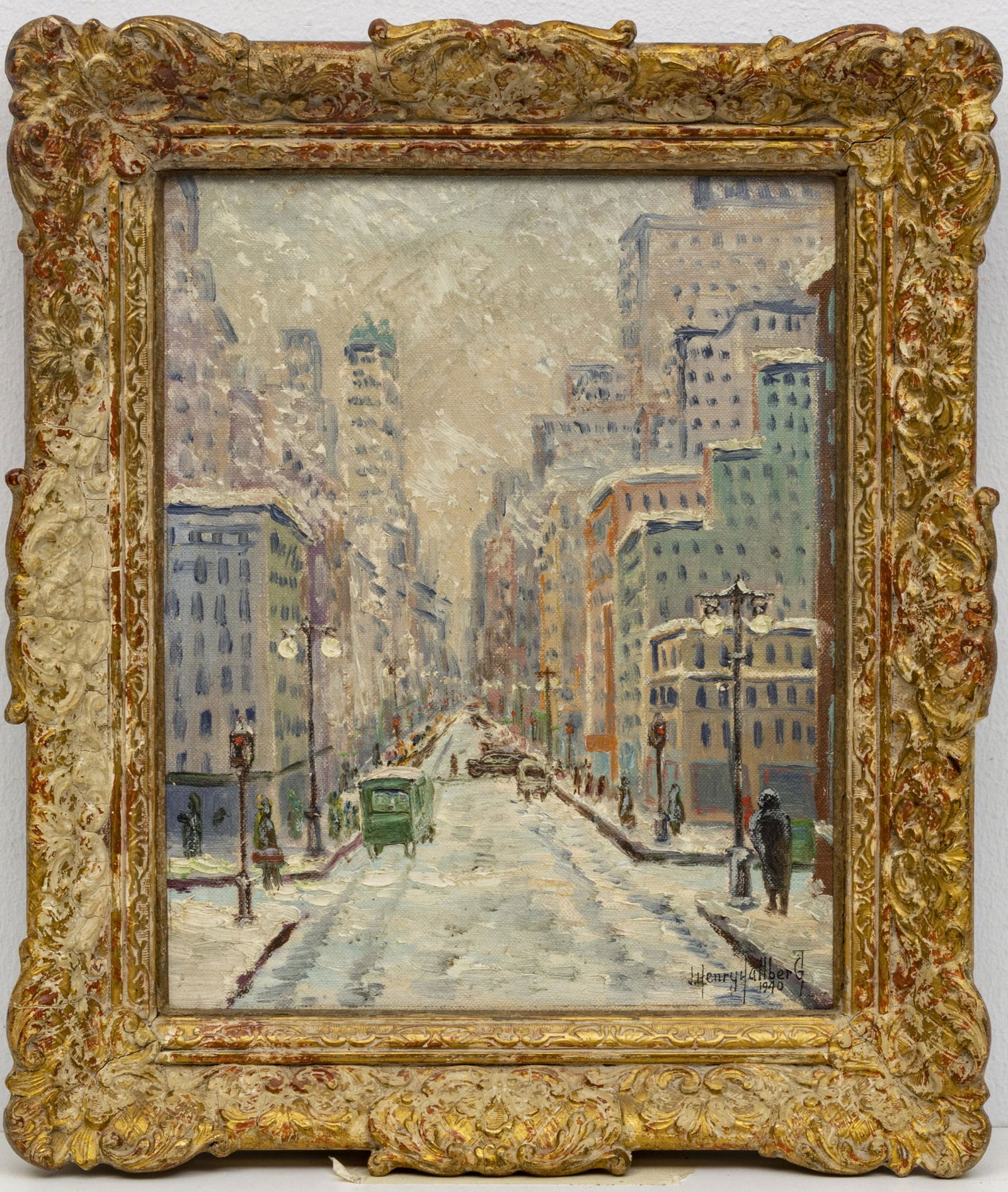 J. HENRY HALBERG,  "WINTER STREET SCENE, NEW YORK" (1 of 3)