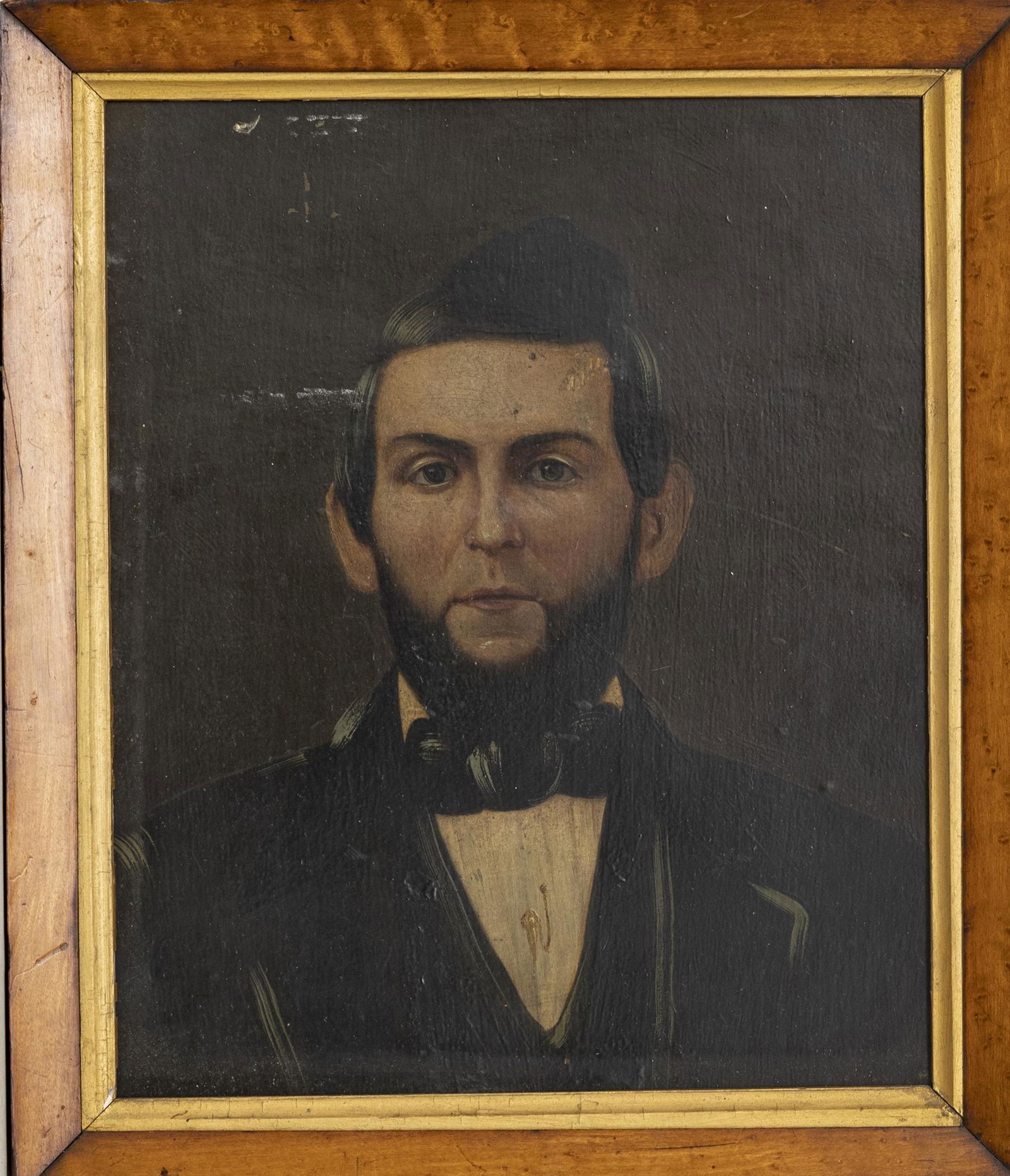 PRIMITIVE AMERICAN PORTRAIT H 11" W 9" (1 of 2)