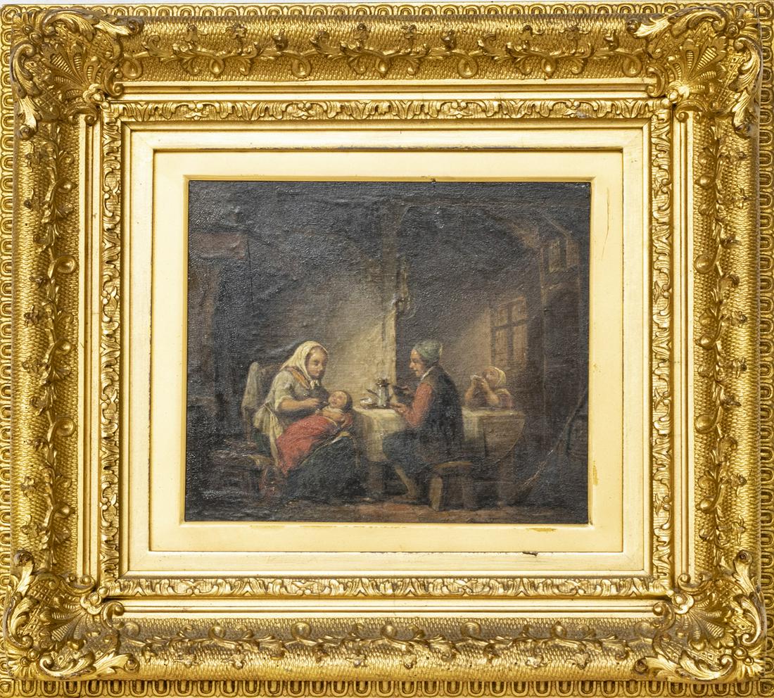 H. A. PELTON, OIL ON PANEL GENRE SCENE (1 of 2)