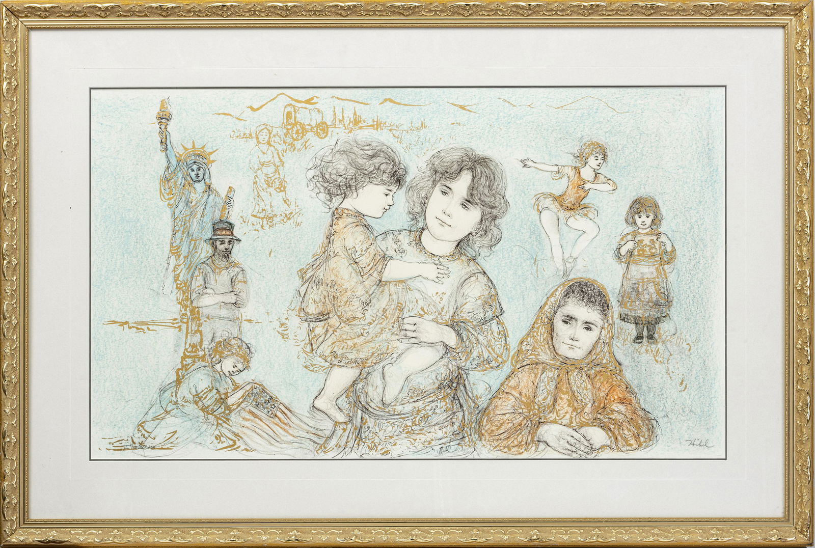 EDNA HIBEL, PRINT ON PAPER, AMERICAN THEME (1 of 3)