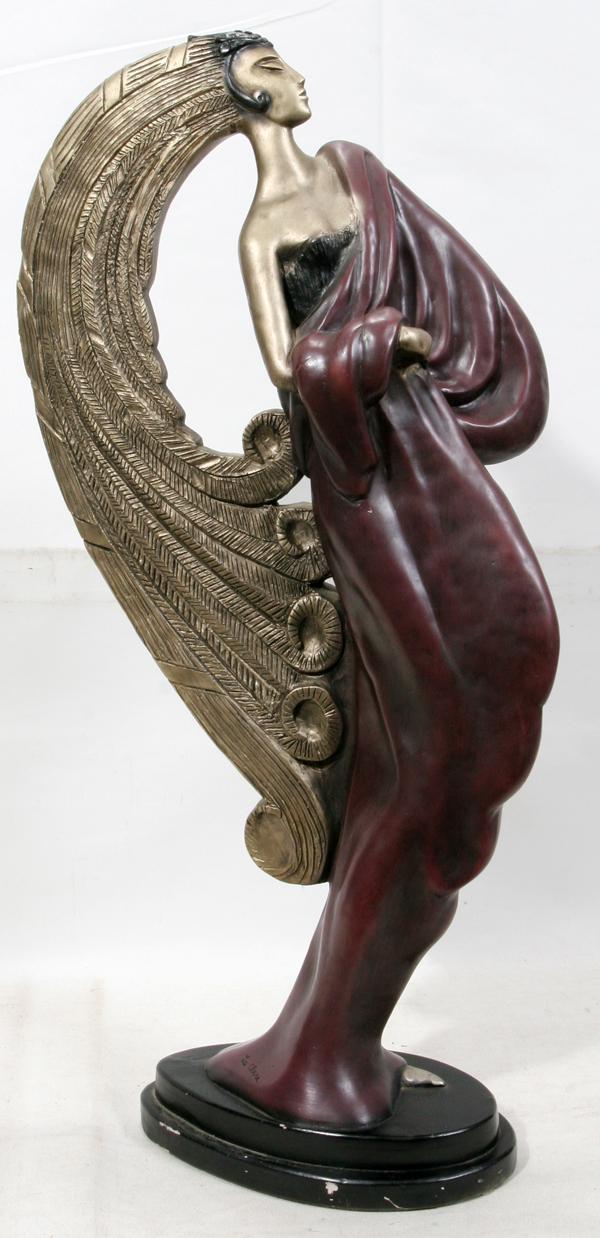 POTTERY FIGURE OF LADY,MADE BY AUSTIN PRODUCTS: ERTE STYLE POTTERY FIGURE OF LADY,MADE BY AUSTIN PRODUCTS, 1982, 26":