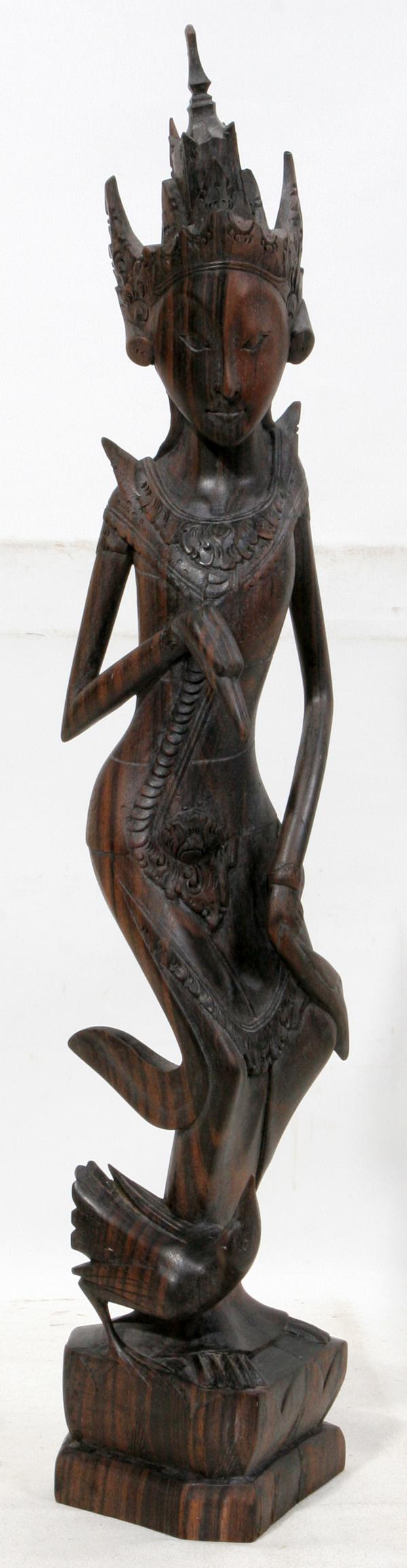 BALINESE CARVED ROSEWOOD DANCER, H 20": BALINESE CARVED ROSEWOOD DANCER, H 20":Hand carved from single piece of rosewood.