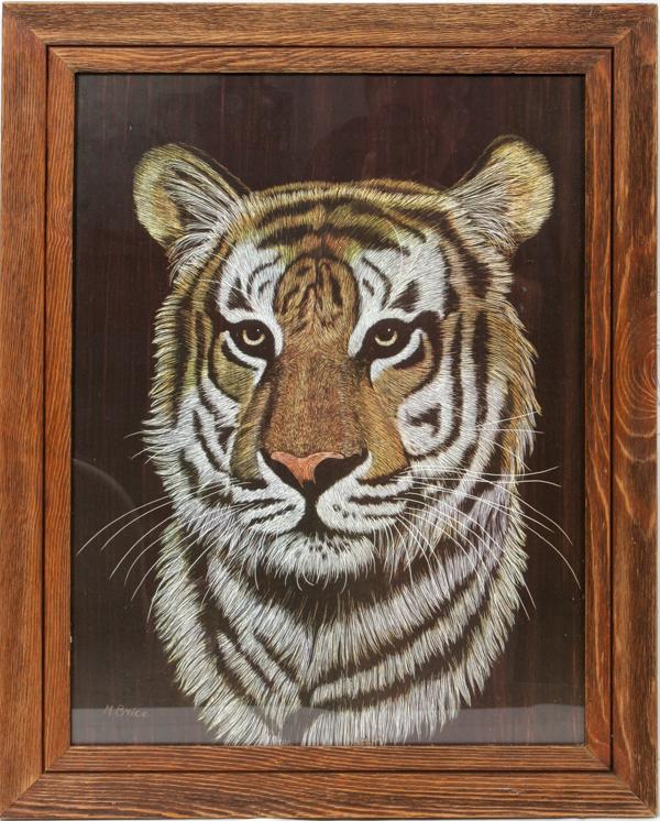 MARJORIE BRICE, PRINT PORTRAIT OF A LION 23" : MARJORIE BRICE, PRINT PORTRAIT OF A LION 23" X 17":Framed print.