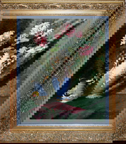 ARPAD ROMEK, OIL ON CANVAS, STILL LIFE ROSES: ARPAD ROMEK (HUNGARIAN B. 1883), OIL ON CANVAS, 30" X 23 1/2" STILL LIFE OF ROSES:Signed lower right, framed.