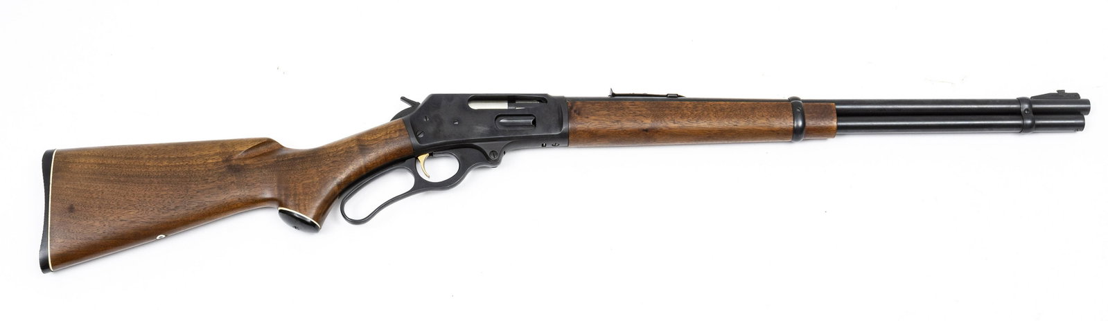 MARLIN FIREARMS CO., LEVER ACTION RIFLE: MARLIN FIREARMS CO., LEVER ACTION RIFLE, 30-30, 1959, L 19 1/2" BARREL, S-8117 Barrel marked Marlin Firearms Company, Micro-Groove. Having an adjustable rear sight, bead front sight, wood stock and fo