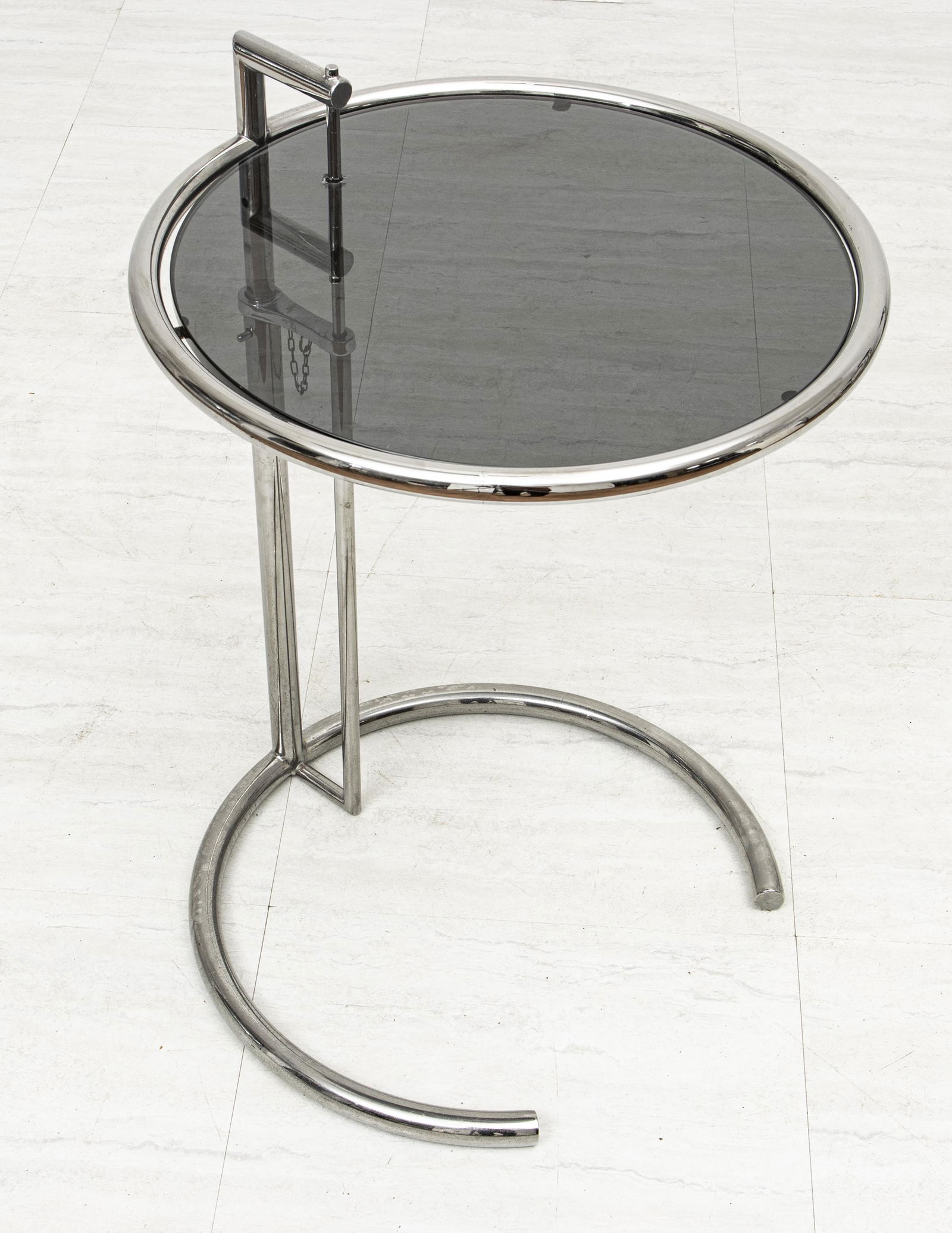 EILEEN GRAY CHROME AND GLASS OCCASIONAL TABLE (1 of 2)