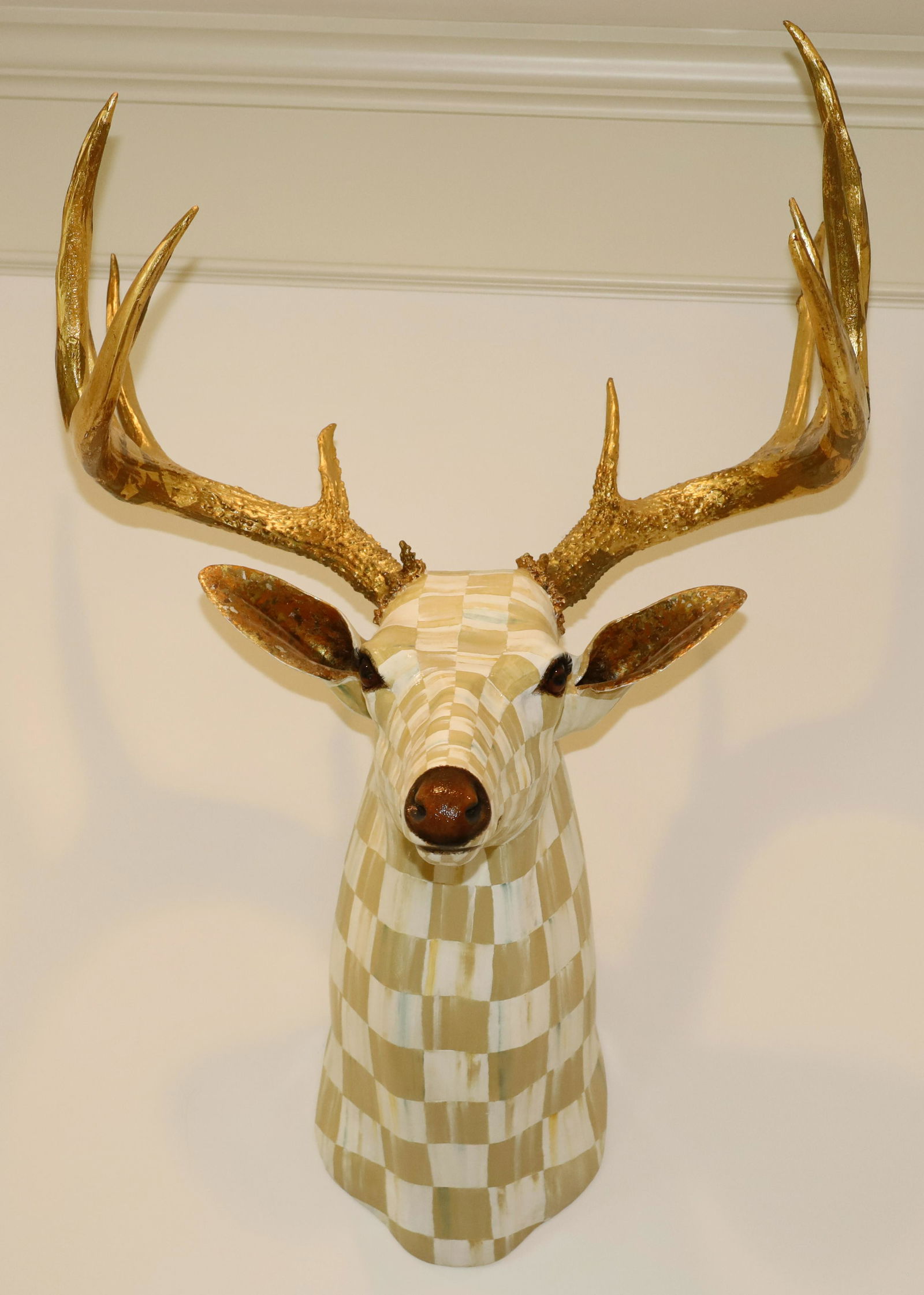 MACKENZIE-CHILDS PARCHMENT CHECKER DEER HEAD (1 of 7)