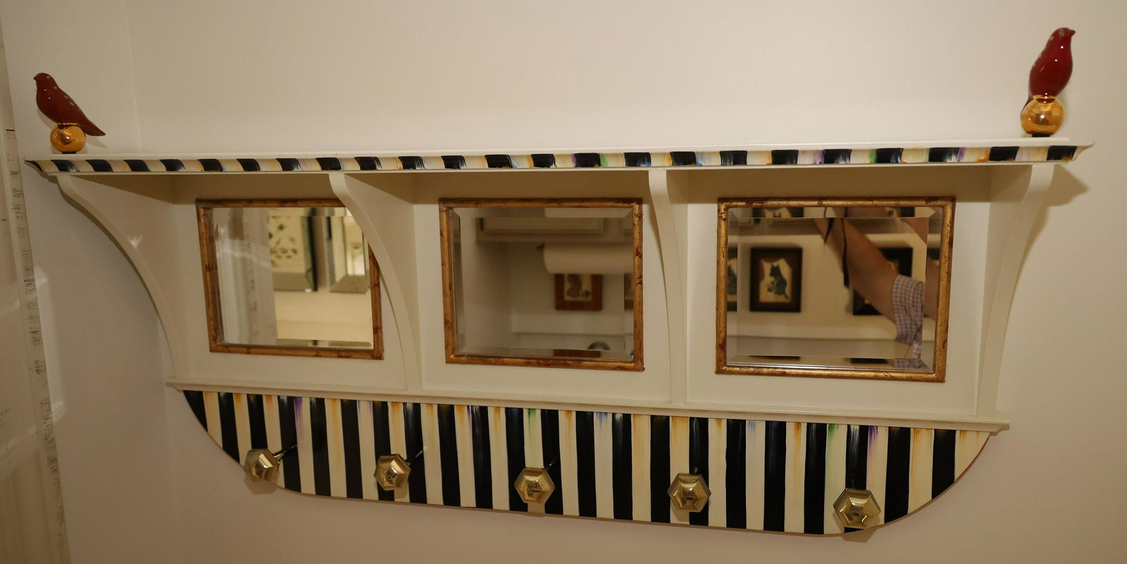 MACKENZIE-CHILDS PAINTED COURTLY STRIPE COAT RACK (1 of 4)