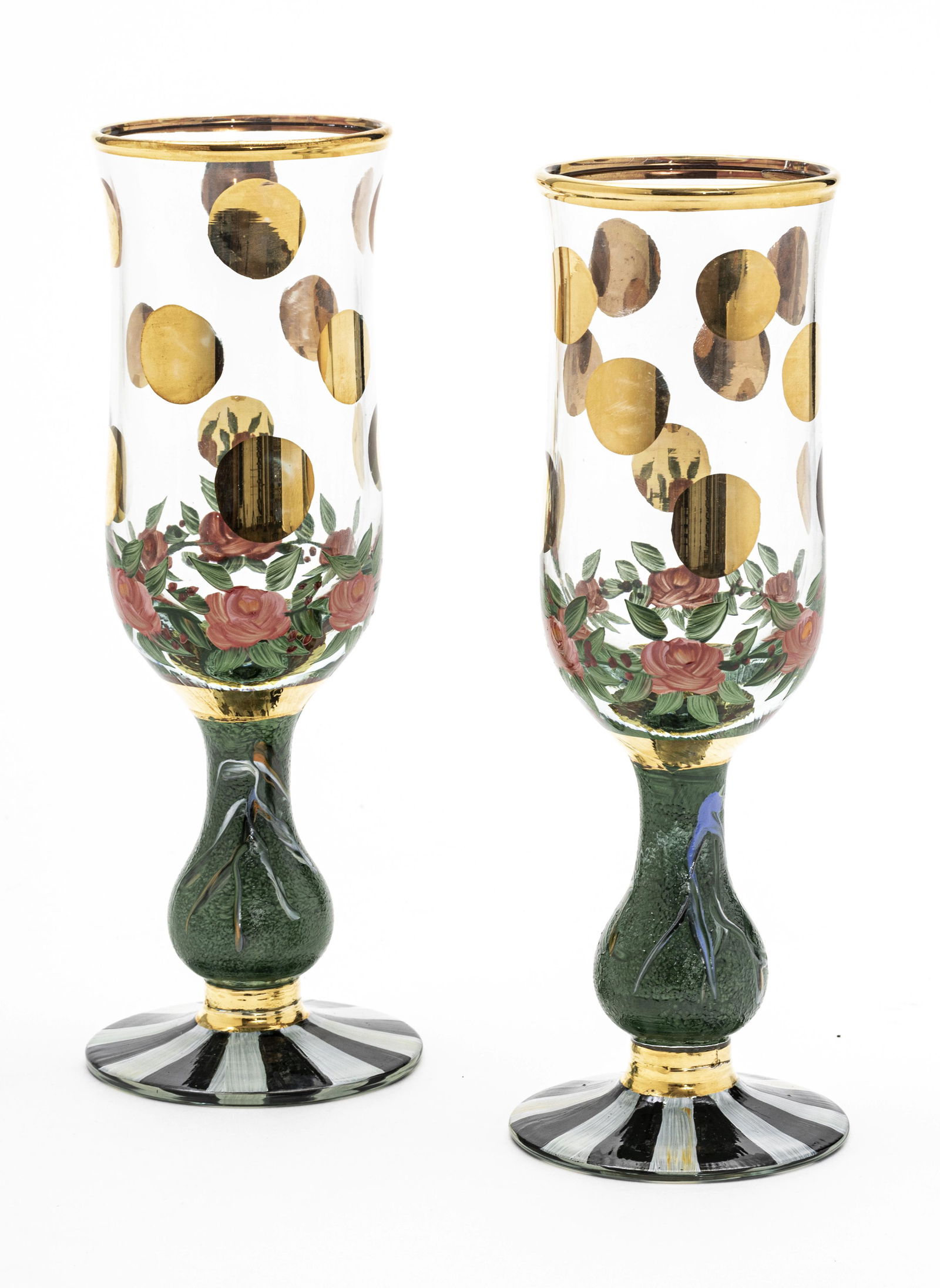 MACKENZIE-CHILDS (AMERICAN) CHAMPAGNE GLASSES (1 of 2)