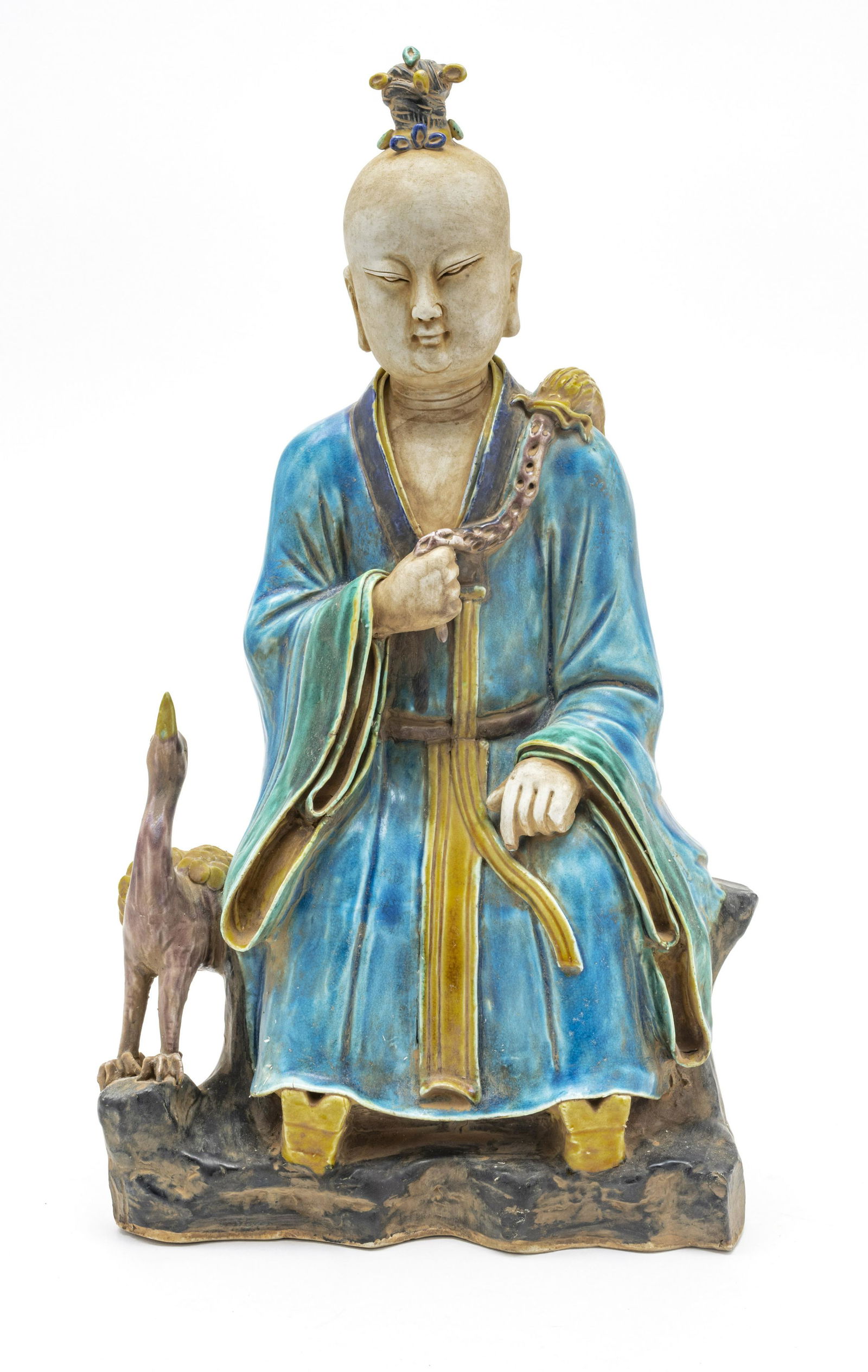 CHINESE SANCAI STYLE EARTHENWARE LOHAN FIGURE (1 of 5)