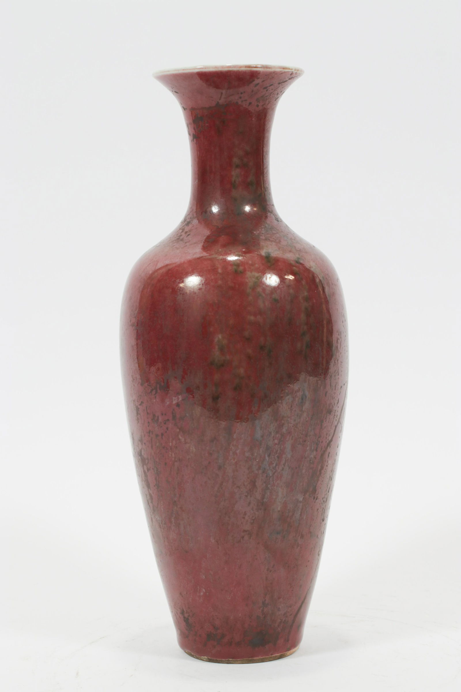 CHINESE PORCELAIN PEACH BLOOM VASE H 11" DIA 4" (1 of 3)