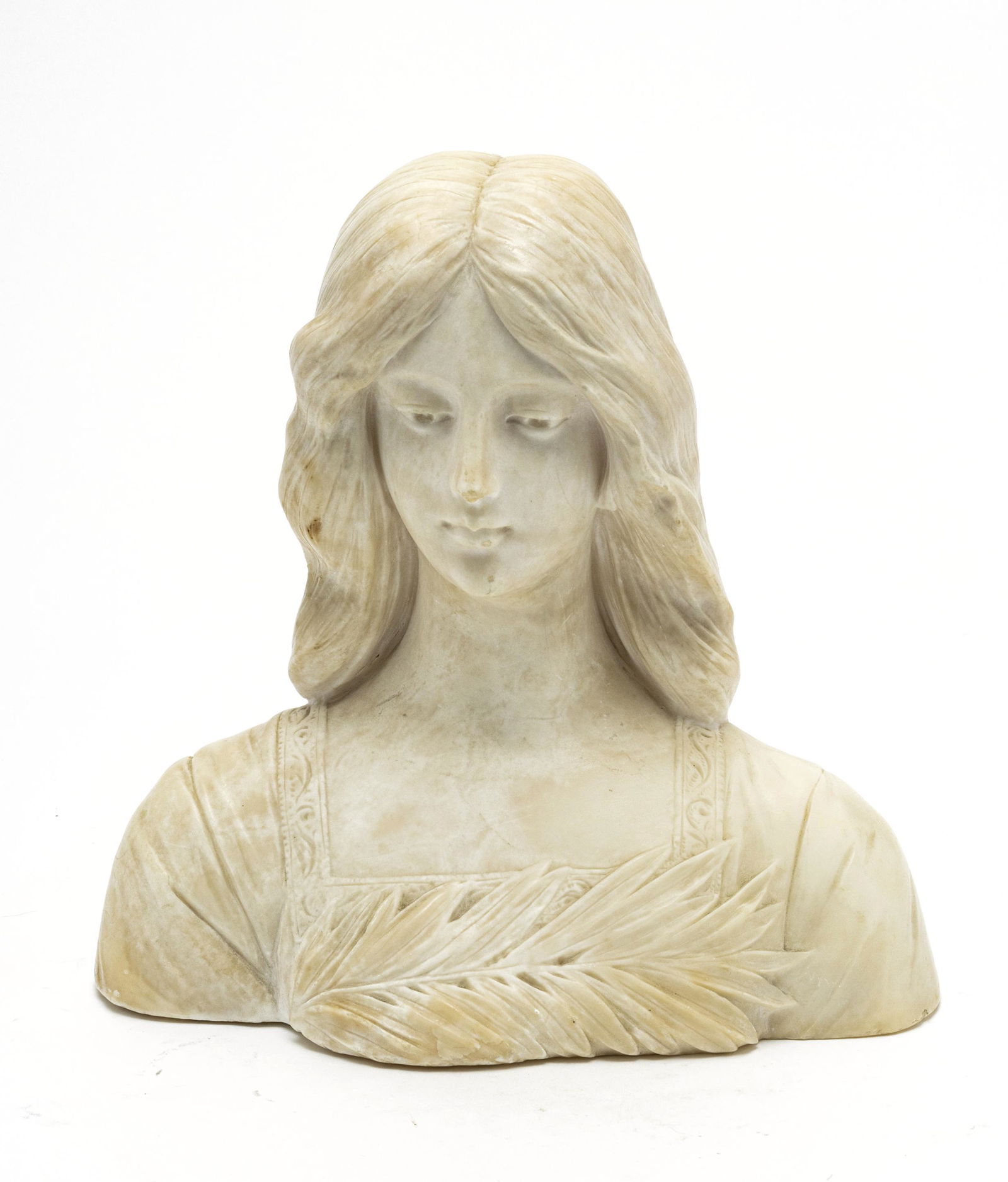 ITALIAN CARVED MARBLE BUST, C 1900 (1 of 5)
