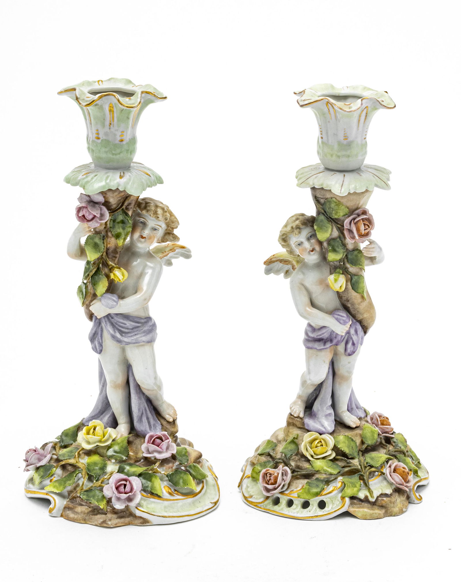 SCHIERHOLZ GERMAN PORCELAIN CHERUB CANDLESTICKS (1 of 3)