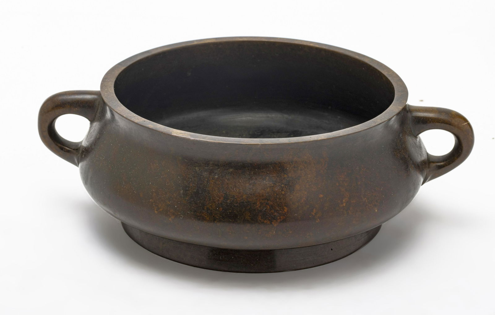 CHINESE BRONZE CENSER, H 3", DIA 9" (1 of 3)
