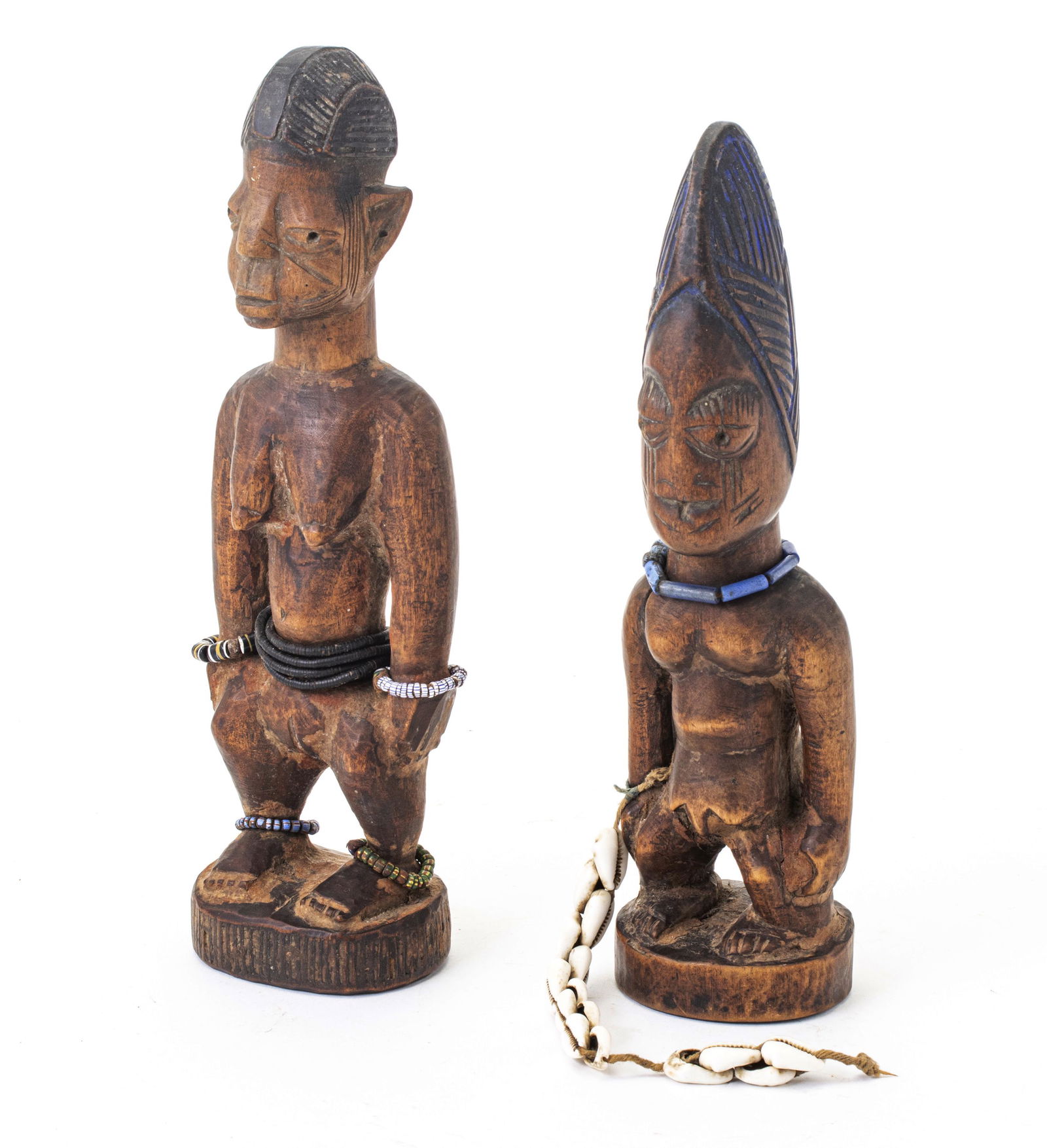AFRICAN CARVED WOOD IBEJI FIGURES, TWO PIECES (1 of 3)