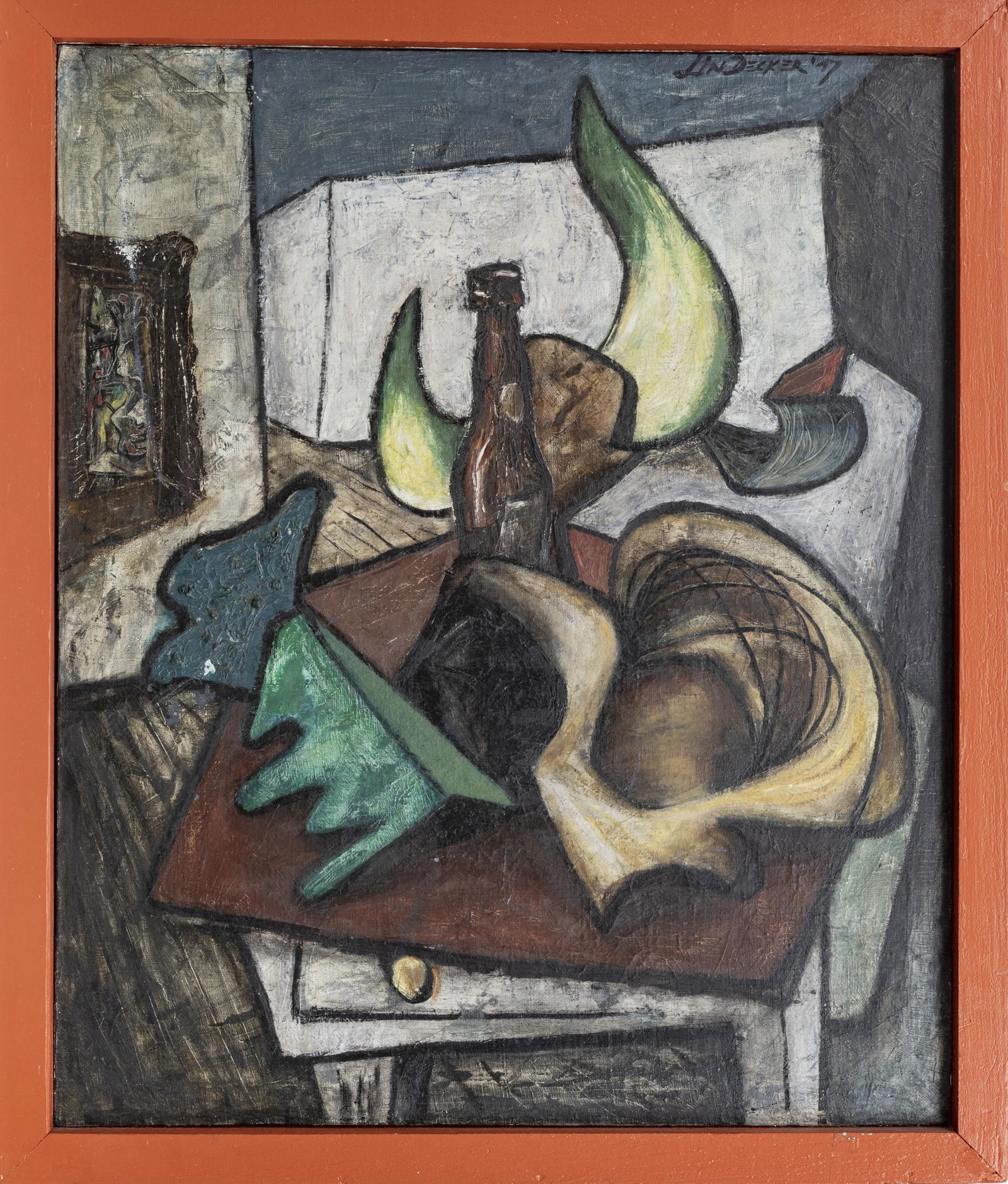 LIN DECKER OIL ON CANVAS 1947 STILL LIFE (1 of 1)