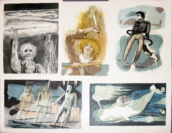 MOBY DICK: THE PASSION OF AHAB, 26 LITHOGRAPHS: MOBY DICK: THE PASSION OF AHAB, TEXT BY LAWRANCE THOMPSON, 26 LITHOGRAPHS:Moby Dick, the passion of Ahab; twenty-six lithographs by Benton Spruance. Text by Lawrance Thompson. Portfolio.