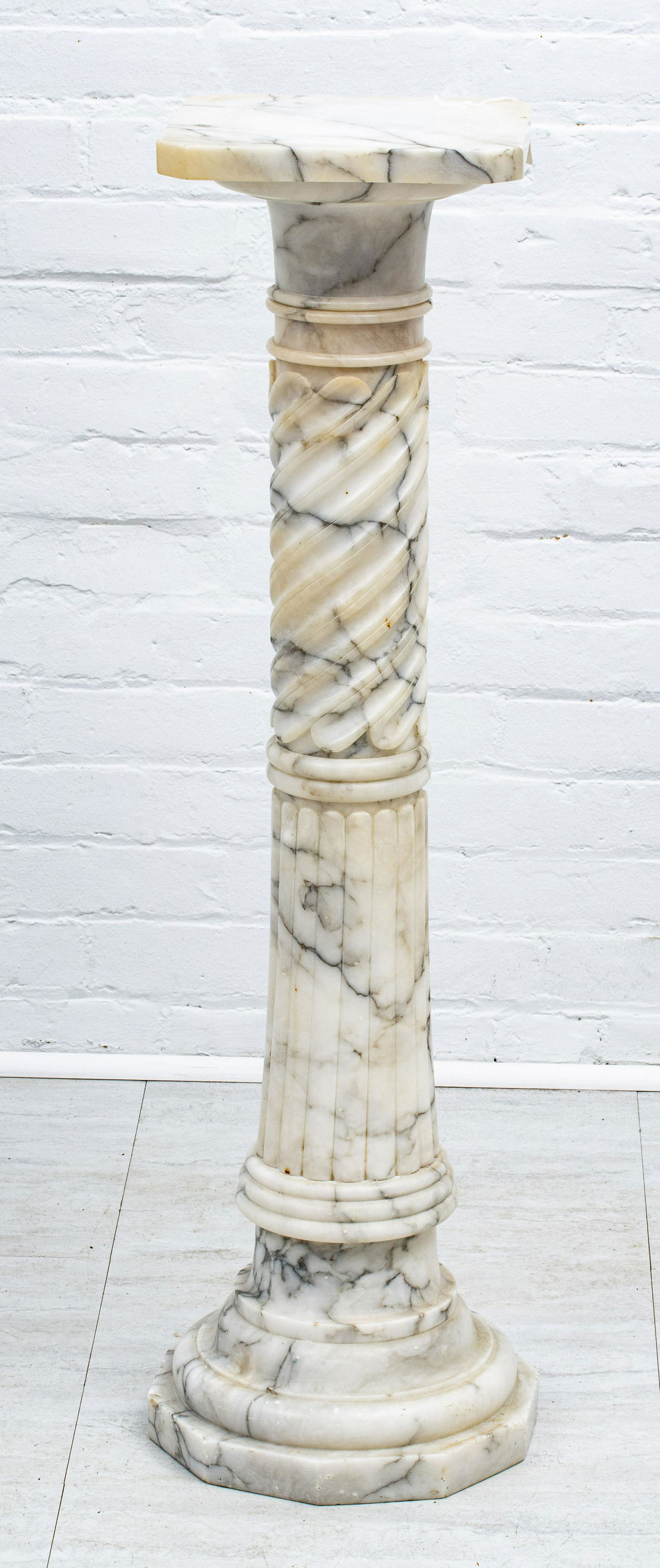 MARBLE PEDESTAL, SPIRAL COLUMN, C 1930 H 40" W 10" (1 of 2)