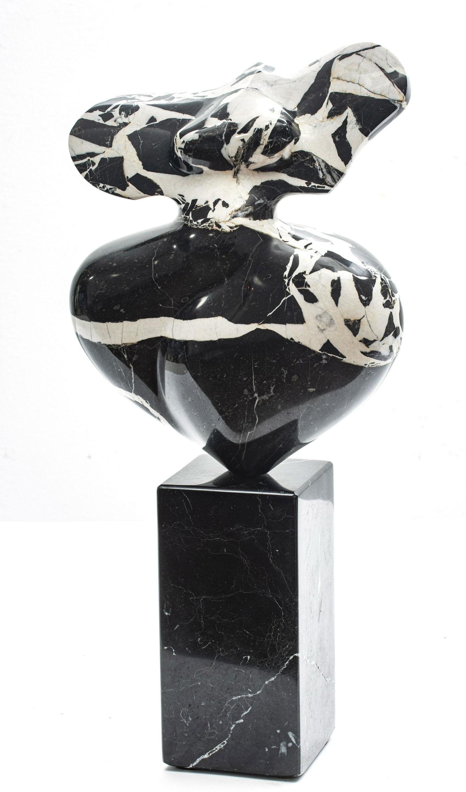 FRITZ OLEIN, MARBLE ABSTRACT SCULPTURE, 1989 H 19" (1 of 4)