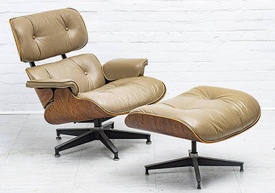 CHARLES & RAY EAMES, HERMAN MILLER ROSEWOOD CHAIR & OTT (1 of 4)