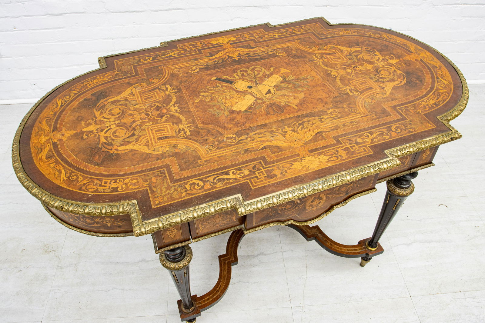 FRENCH MARQUETRY PARLOR TABLE, BRONZE MOUNTS 19TH.C. H (1 of 4)