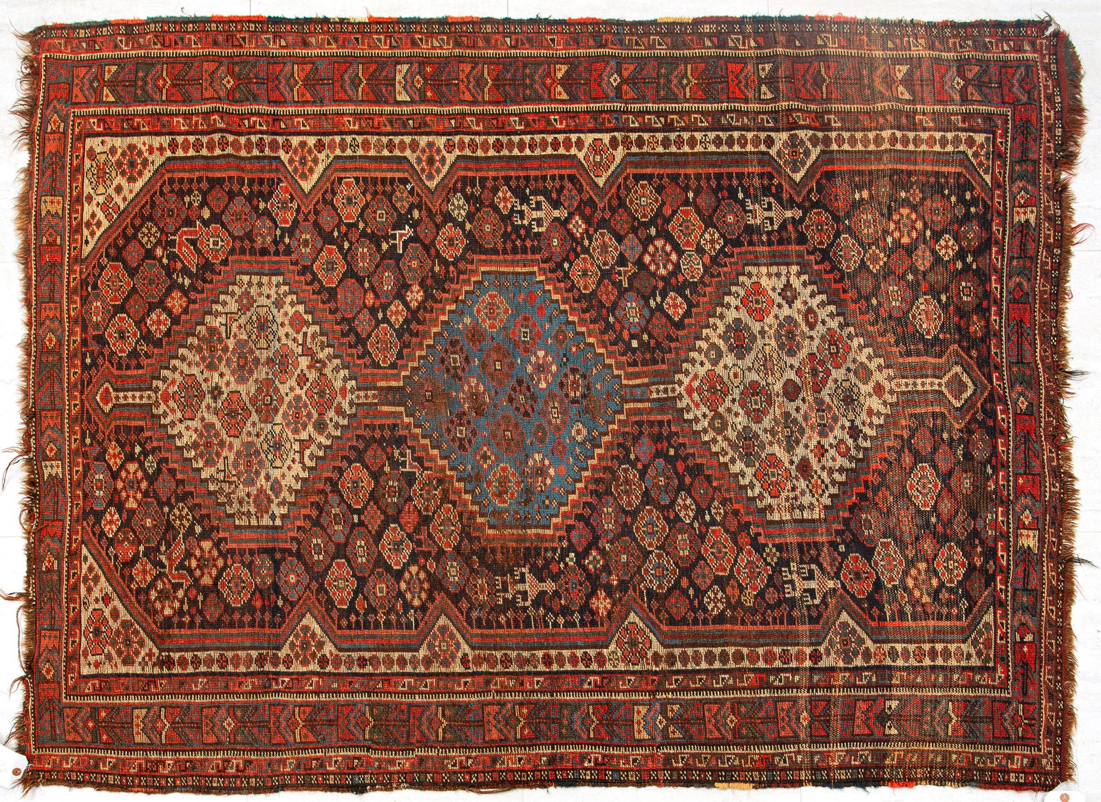SHIRAZ CAUCASIAN  ORIENTAL RUG CIRCA 1910 W 4' L 5'9" (1 of 2)