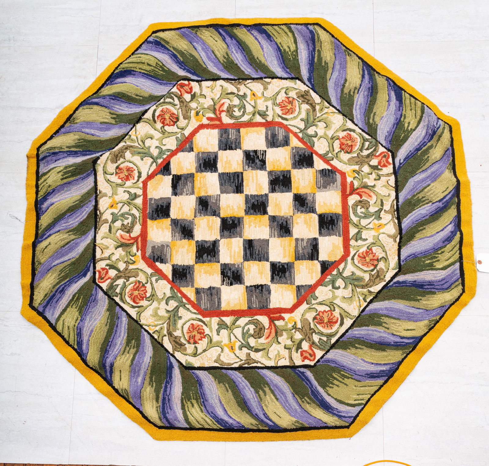 MACKENZIE-CHILDS (AMERICAN) OCTAGONAL RUG W 5' L 8' (1 of 3)