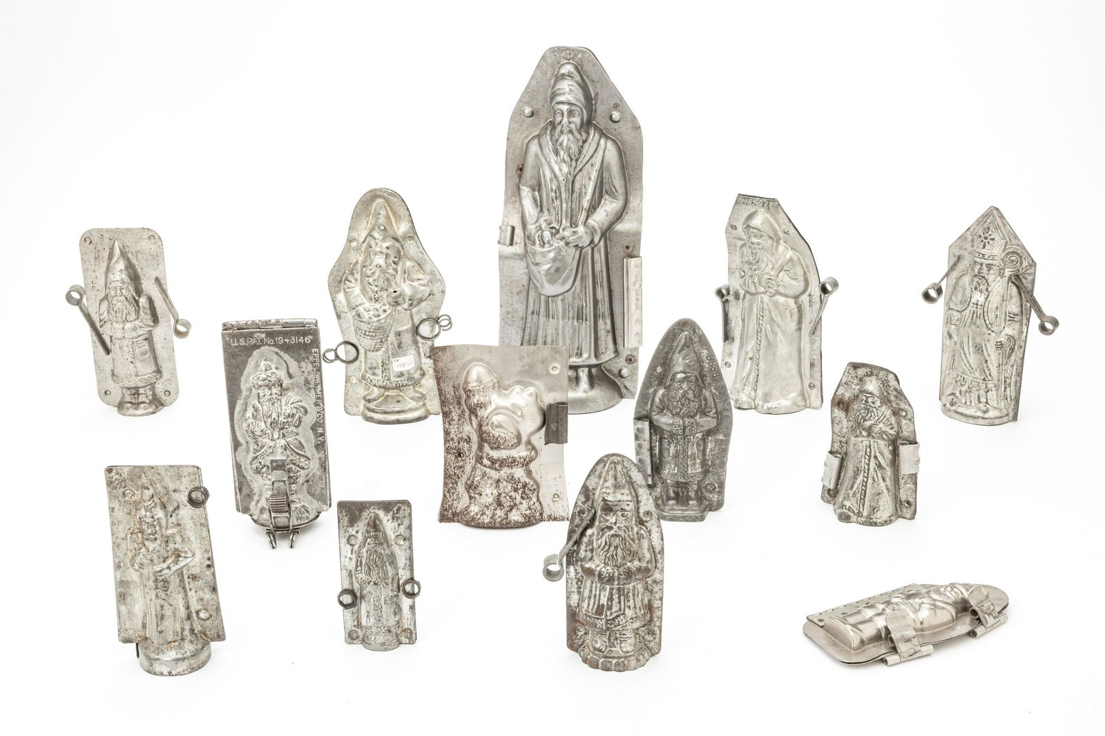 SAINT NICHOLAS METAL CHOCOLATE MOLDS, 13 PCS, H 4"-12" (1 of 2)
