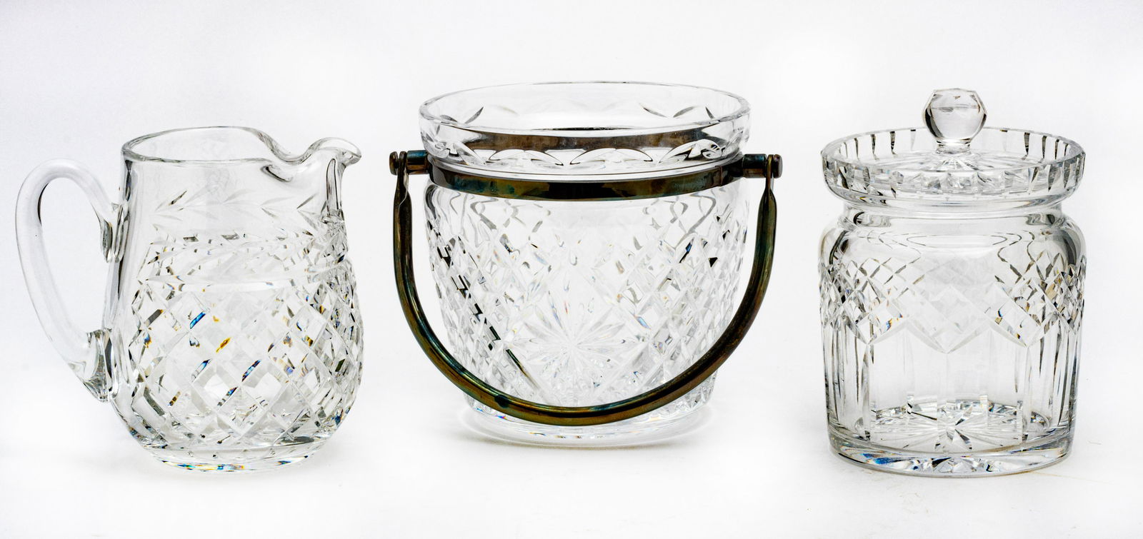 WATERFORD CRYSTAL ICE BUCKET, PITCHER AND COVERED JAR, (1 of 3)