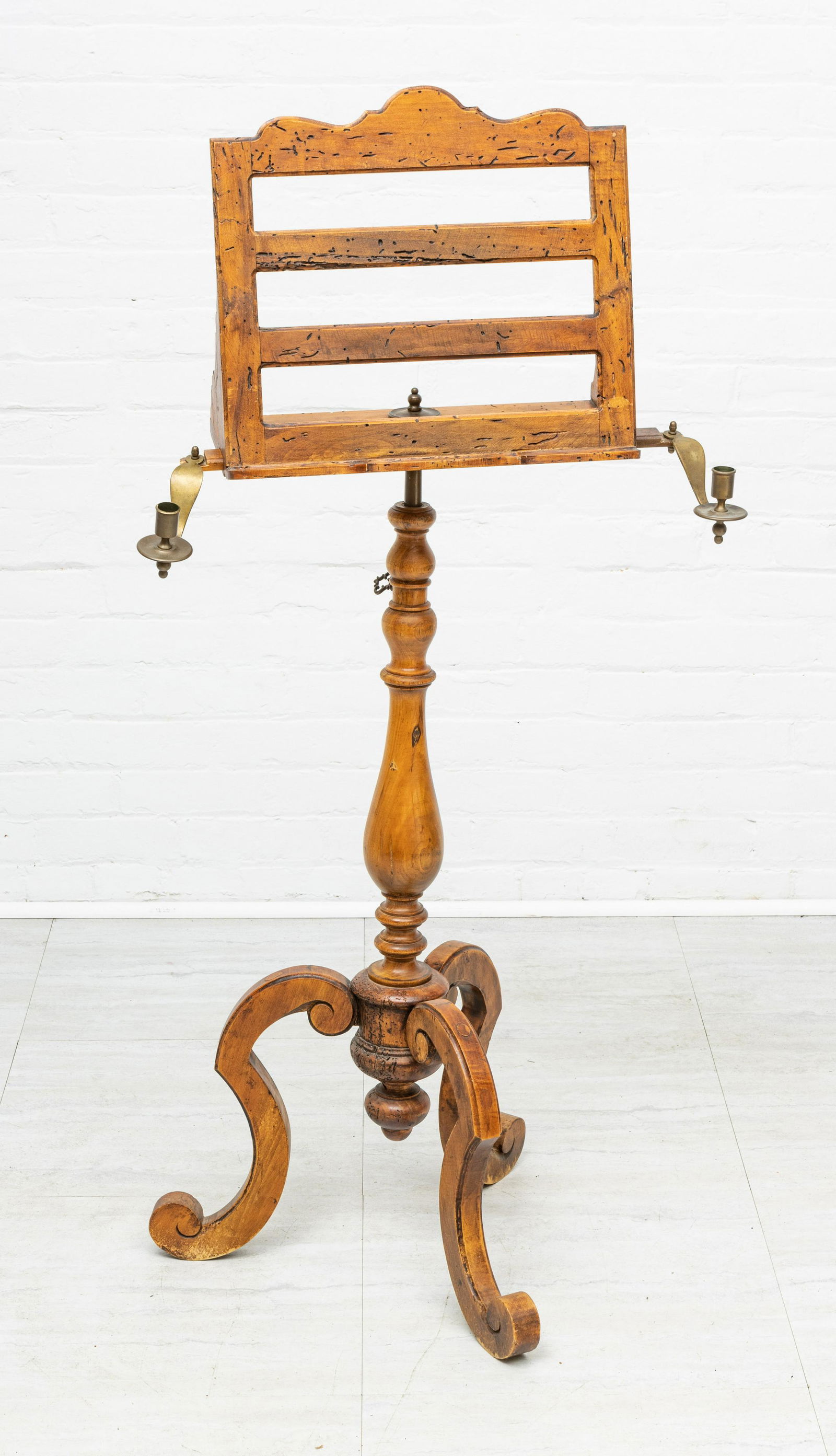 WALNUT FLOOR MUSIC STAND C 1960, H 55" W 22" (1 of 3)