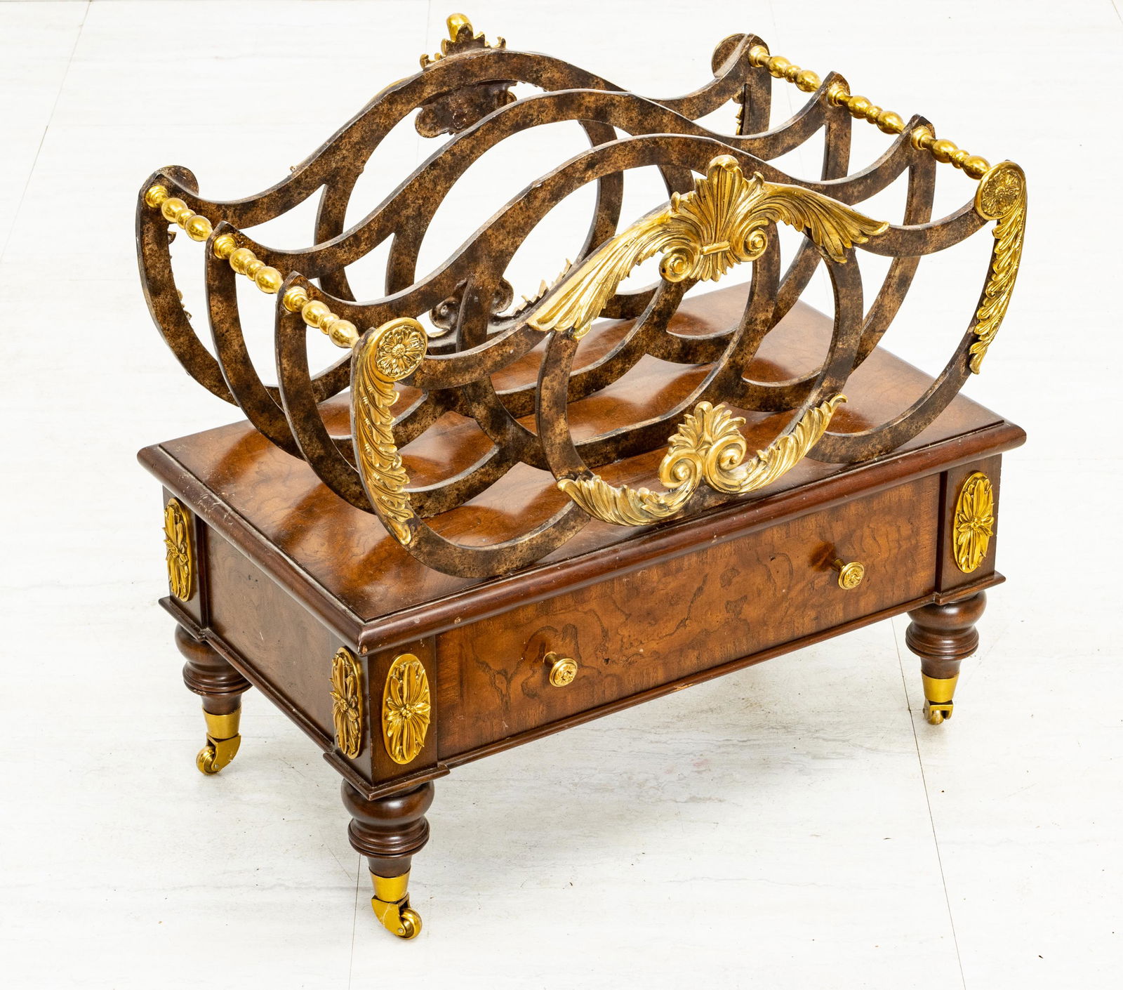 MAITLAND-SMITH MAHOGANY, IRON & BRASS MAGAZINE RACK, H (1 of 4)
