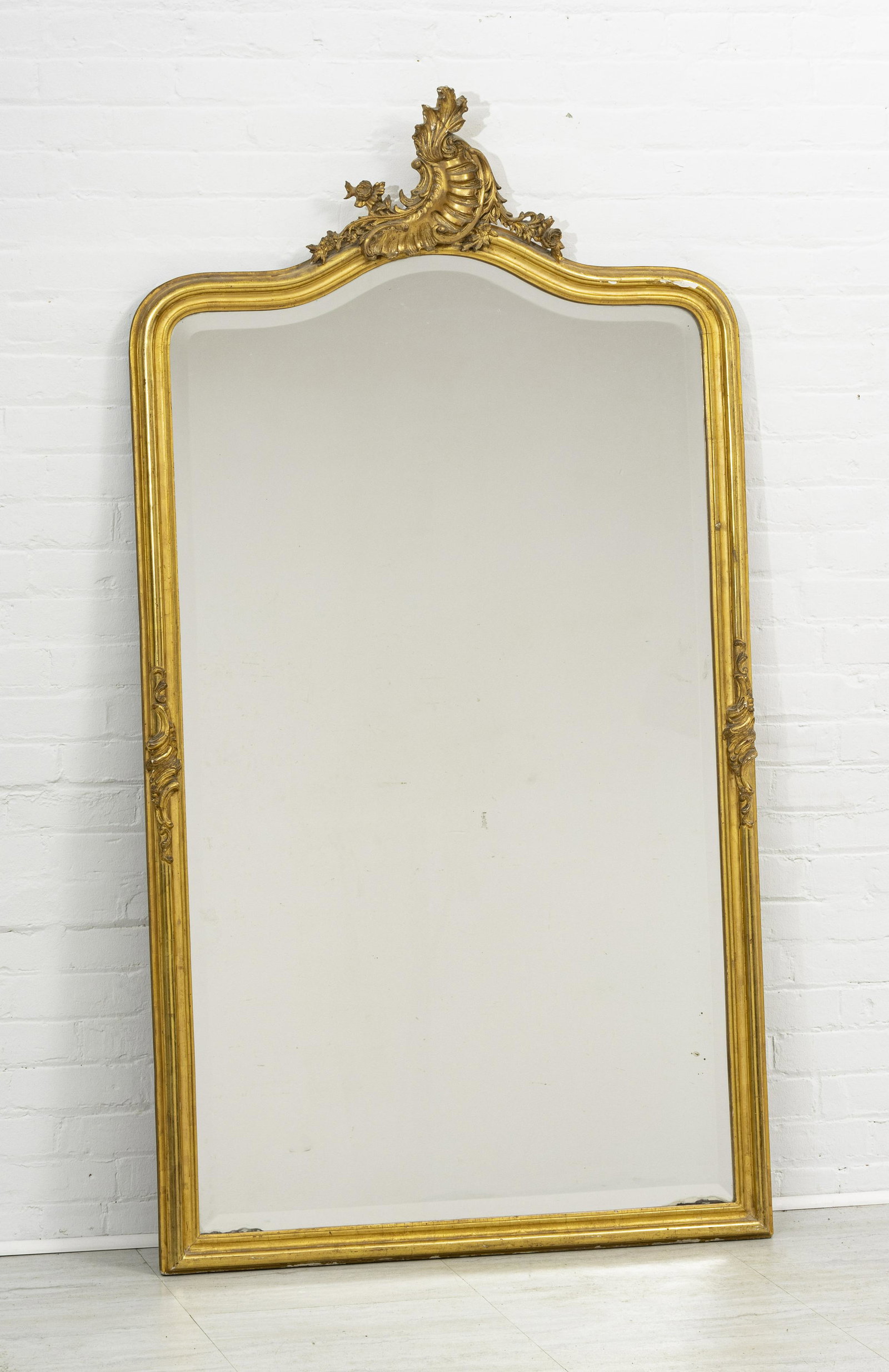 FRENCH GILT GESSO & WOOD MIRROR, 19TH C, H 73", W 39" (1 of 2)