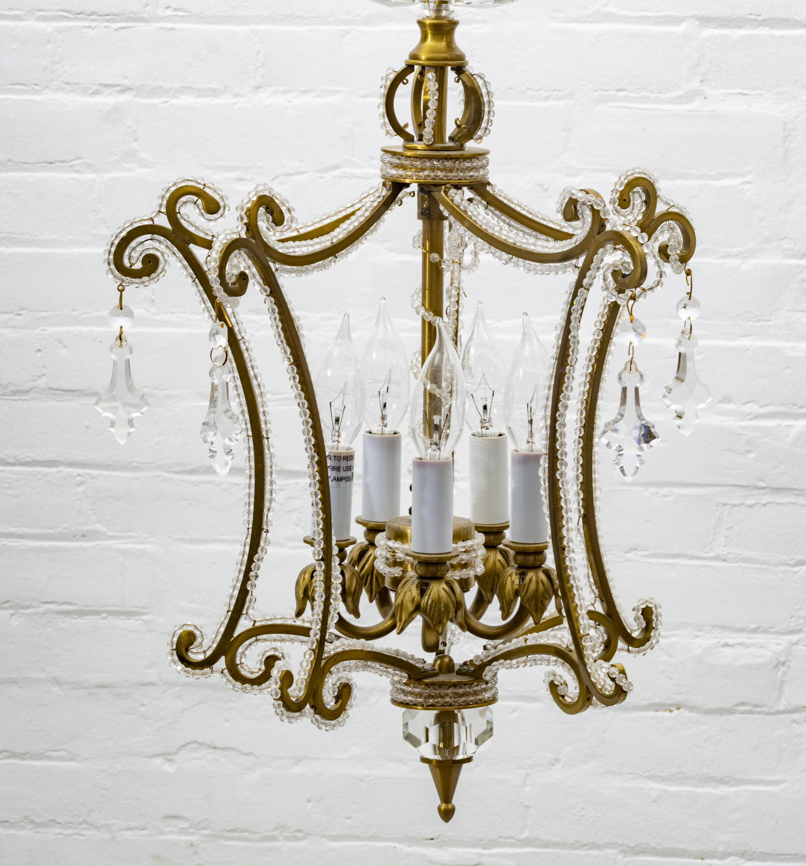 REGENCY STYLE CRYSTAL BEADS AND BRASS  CHANDELIER, H (1 of 2)