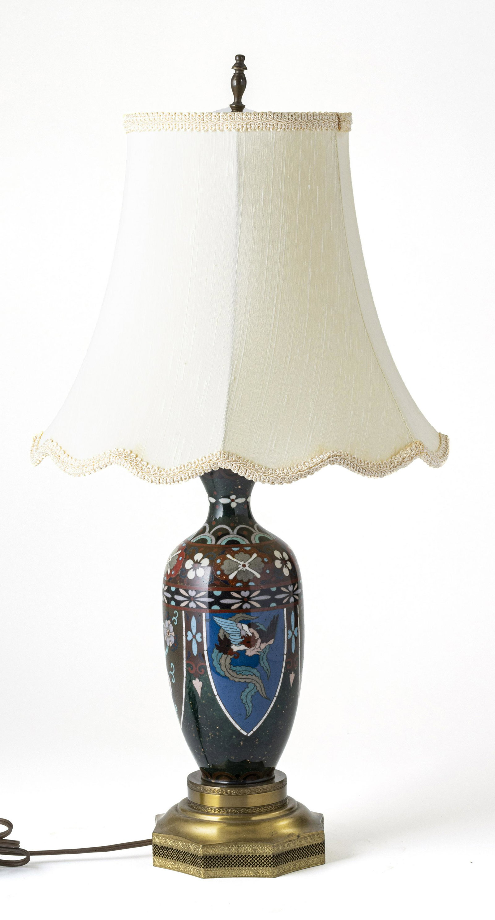 CHINESE CLOISONNE LAMP, H 23.5", DIA 4" (1 of 2)