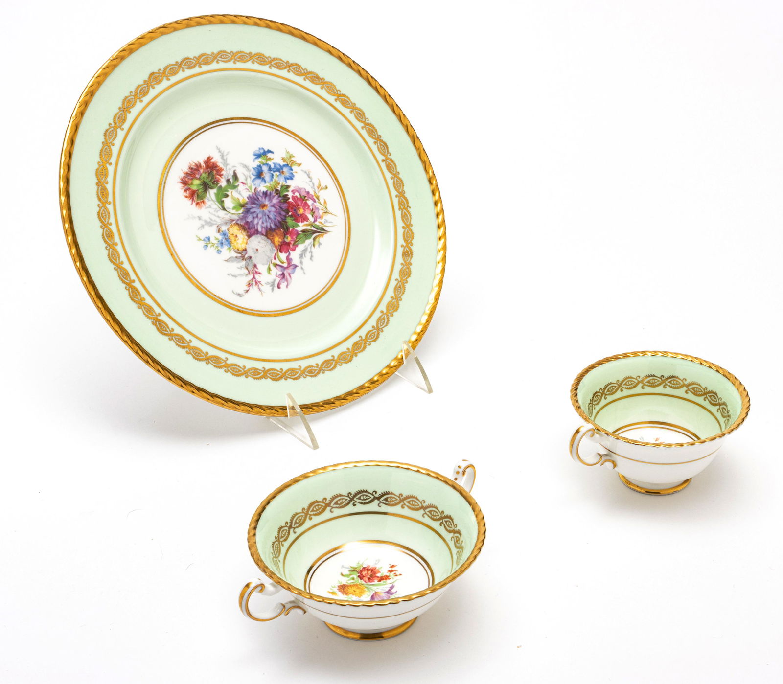 PARAGON DINNERWARE  GREEN BORDER, 33 PCS. (1 of 2)