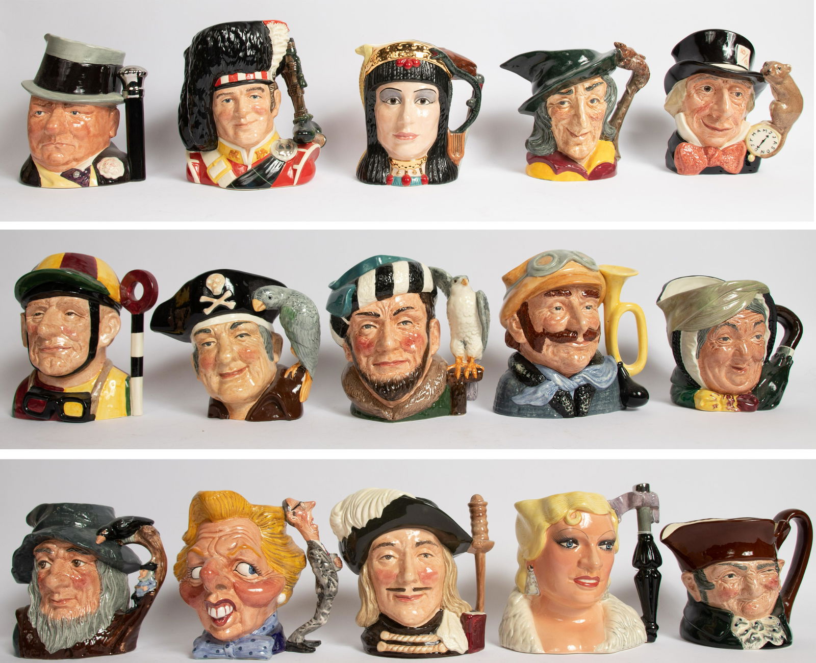 ROYAL DOULTON TOBY MUGS, FIFTEEN, H 5 1/2" TO 8" (1 of 4)