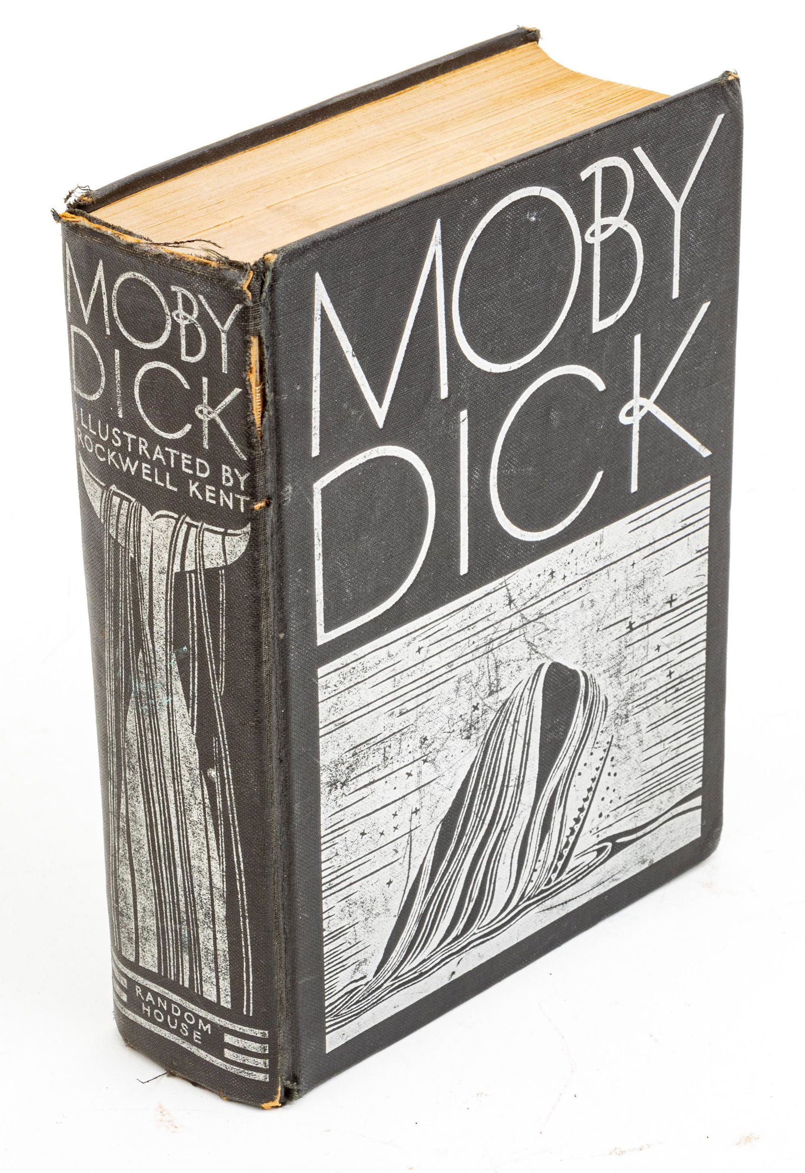 ROCKWELL KENT ILLUS. 'MOBY DICK OR THE WHALE' BY HERMAN: ROCKWELL KENT ILLUS. 'MOBY DICK OR THE WHALE' BY HERMAN MELVILLE, 1930, H 7.25", W 2" A 1930 'Moby Dick Or The Whale' by Herman Melville, illustrated by Rockwell Kent. Limited edition of 1000 copies.
