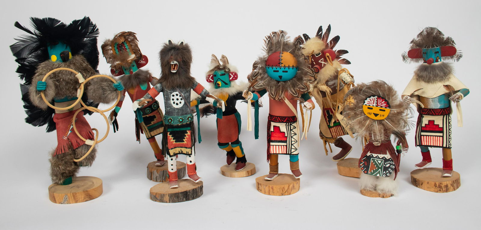 NATIVE AMERICAN KACHINA DOLLS, C. 1970, 8 PCS, H 7"-12" (1 of 18)